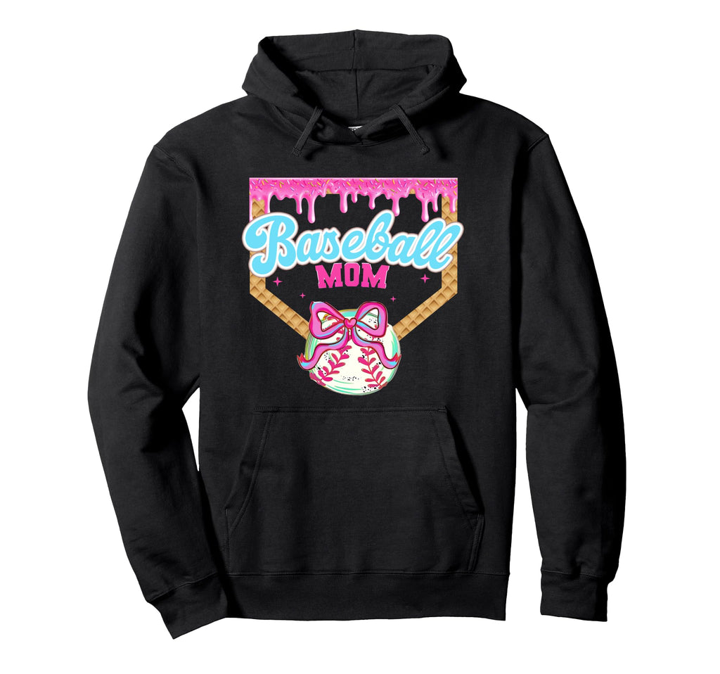 Baseball Mom Ice Cream Drip Baseball Hoodie - Custom Art Print Men Women - T-Shirt, Sweatshirt, Hoodie