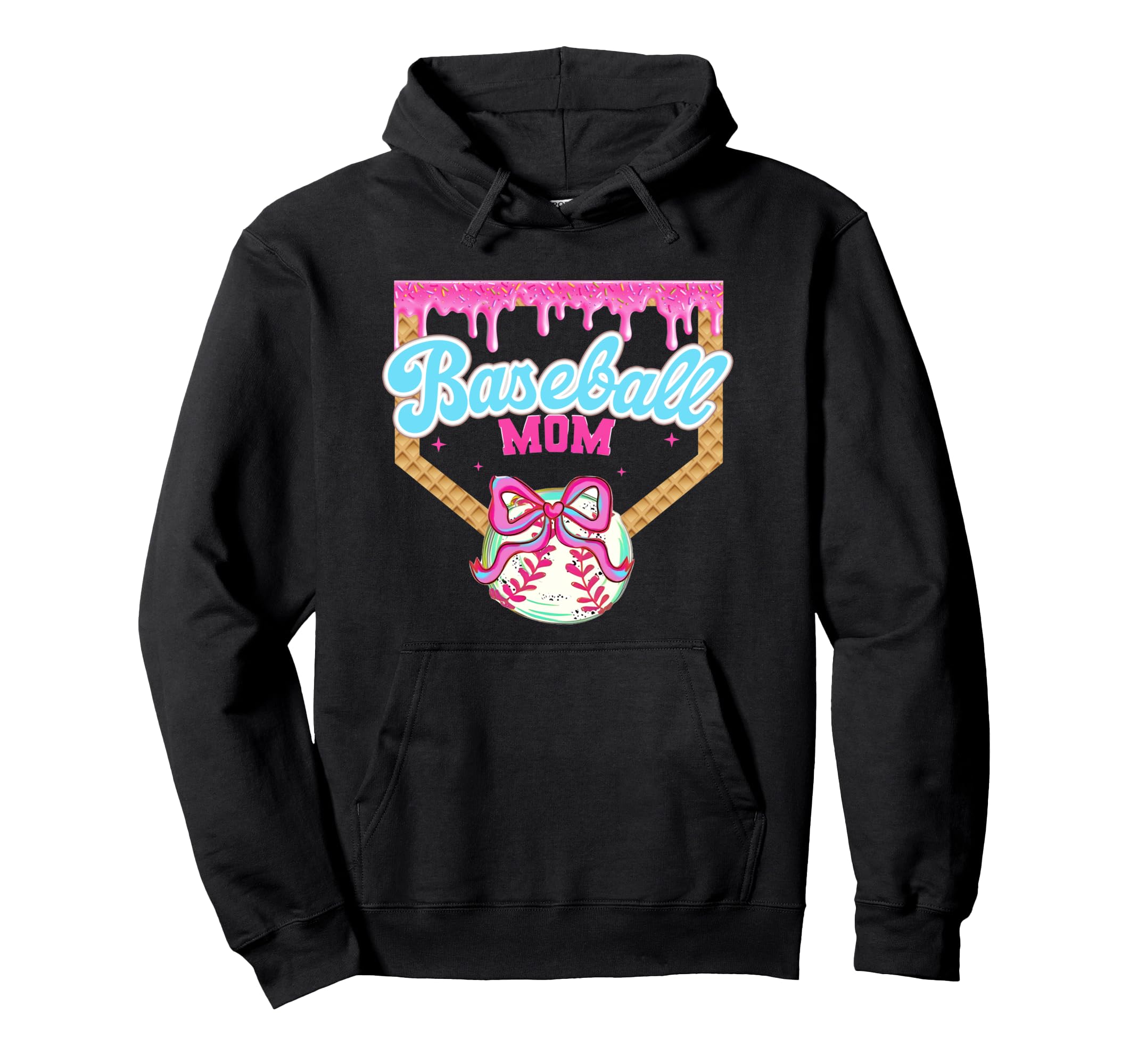 Baseball Mom Ice Cream Drip Baseball Hoodie - Custom Art Print Men Women - T-Shirt, Sweatshirt, Hoodie