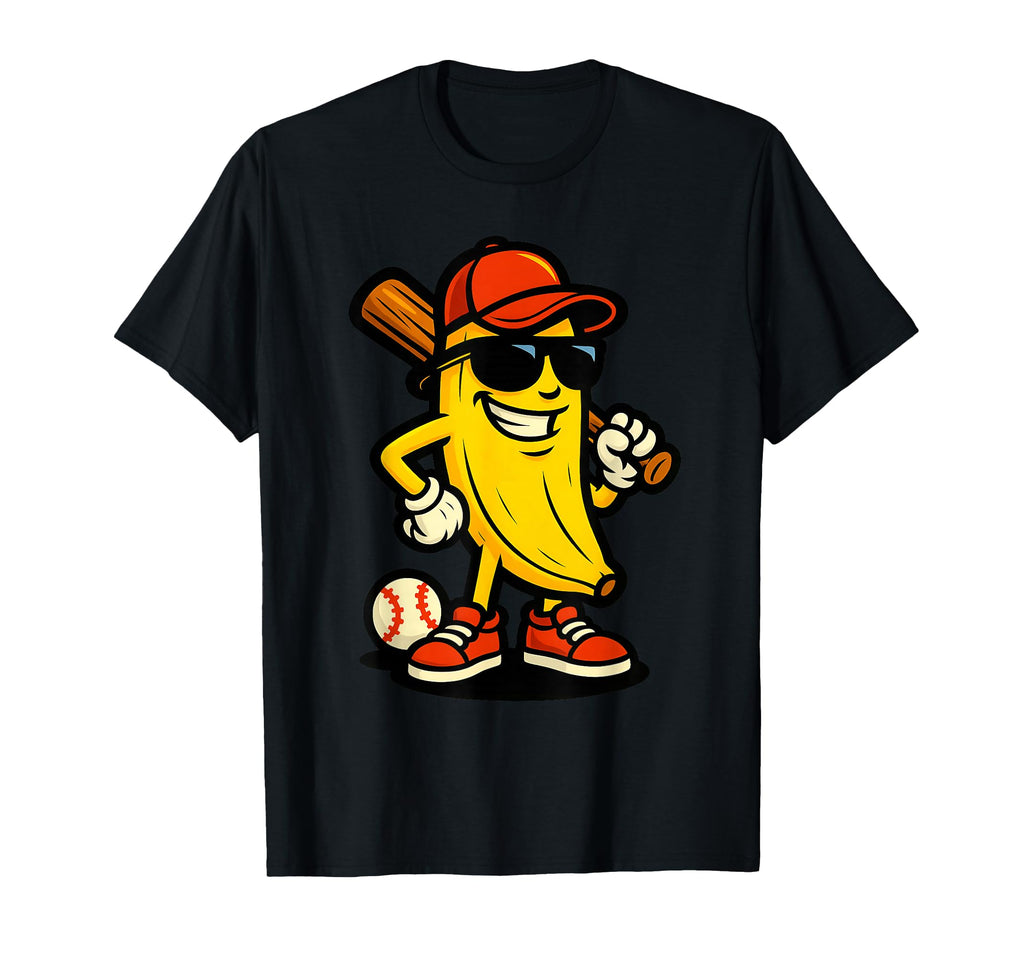 Banana Baseball Cartoon Funny Sports T-Shirt - Novelty Apparel Unisex - T-Shirt, Sweatshirt, Hoodie