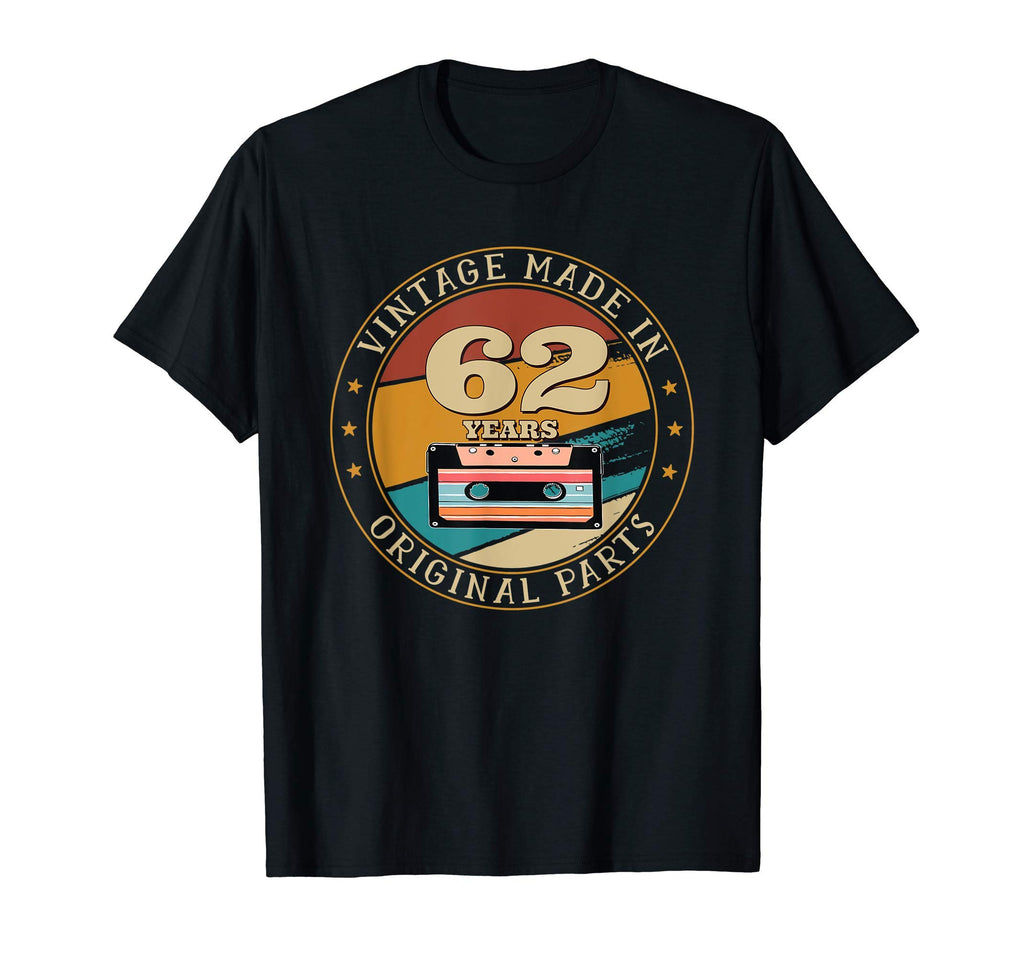 62Nd Happy Birthday Made Cassette T-Shirt - Novelty Apparel for Adults - T-Shirt, Sweatshirt, Hoodie