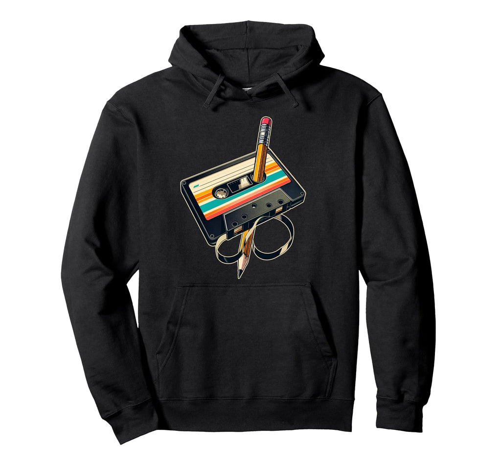 Pencil Rewind Cassette Tape Nostalgia Hoodie - Novelty Apparel Men Women - T-Shirt, Sweatshirt, Hoodie