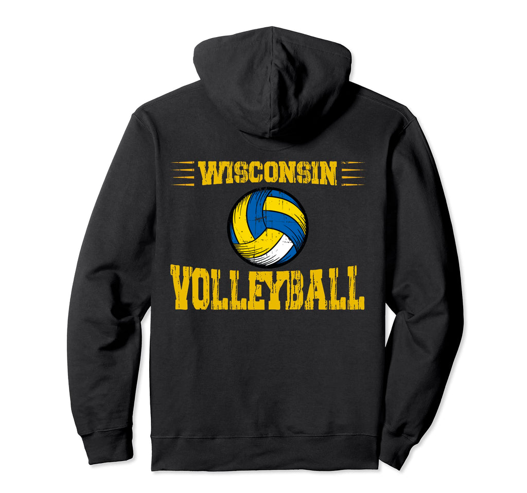 Wisconsin Volleyball Distressed Hoodie - Trendy Graphic for Adults - T-Shirt, Sweatshirt, Hoodie