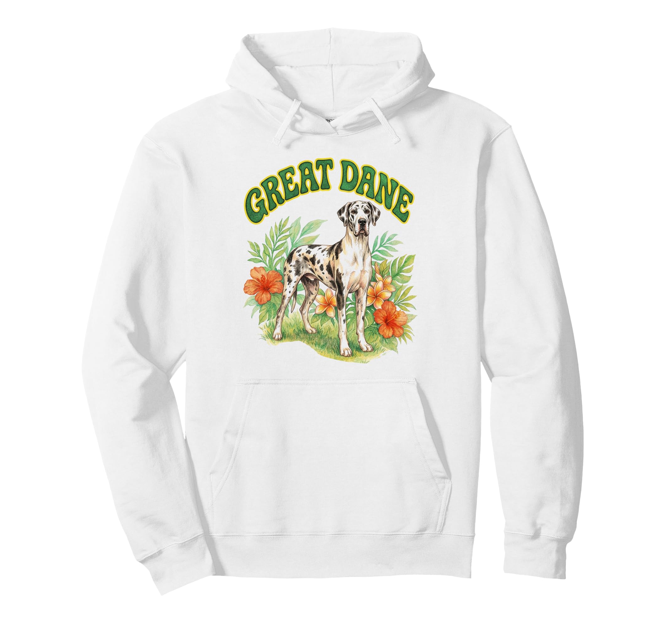Great Dane Groovy Floral Watercolor Hoodie - Aesthetic Graphic Unisex - T-Shirt, Sweatshirt, Hoodie