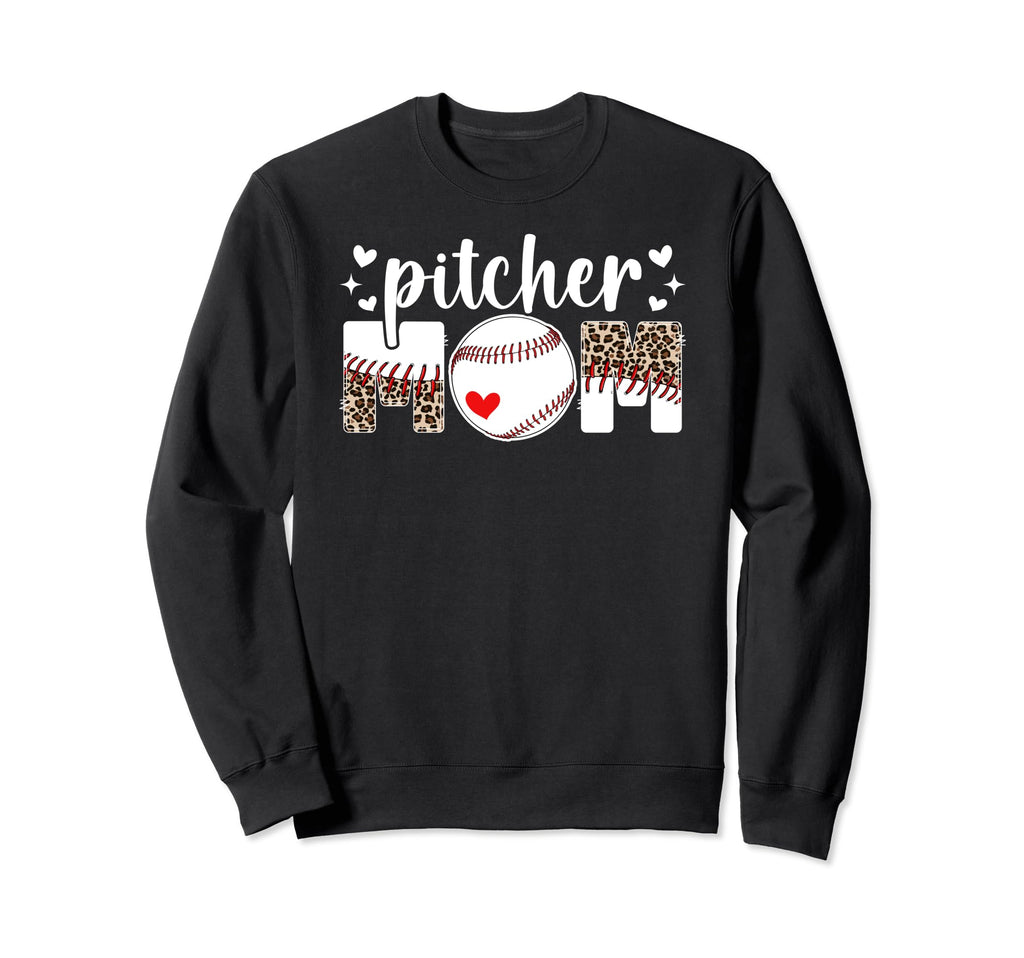Baseball Pitcher Mom Leopard Mom Sweatshirt - Graphic Print Unisex - T-Shirt, Sweatshirt, Hoodie