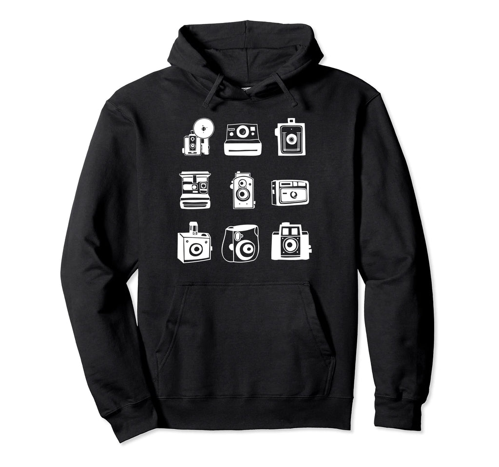 Camera Illustrated Collage Hoodie - Casual Everyday Wear Men Women - T-Shirt, Sweatshirt, Hoodie