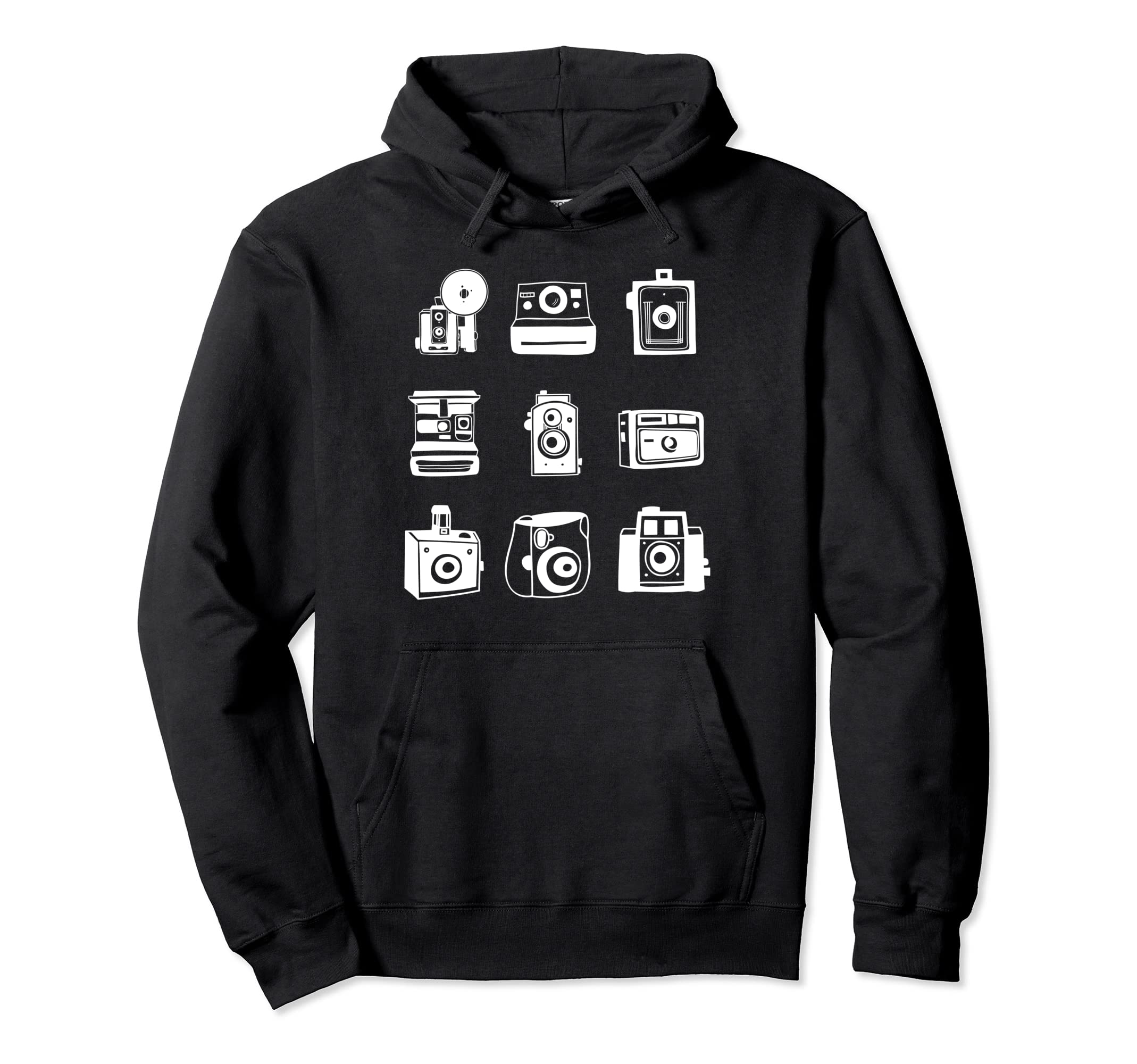 Camera Illustrated Collage Hoodie - Casual Everyday Wear Men Women - T-Shirt, Sweatshirt, Hoodie