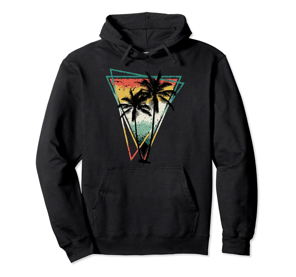 Summer Palm Trees Distressed Triangles Hoodie - Streetwear Style Men Women - T-Shirt, Sweatshirt, Hoodie