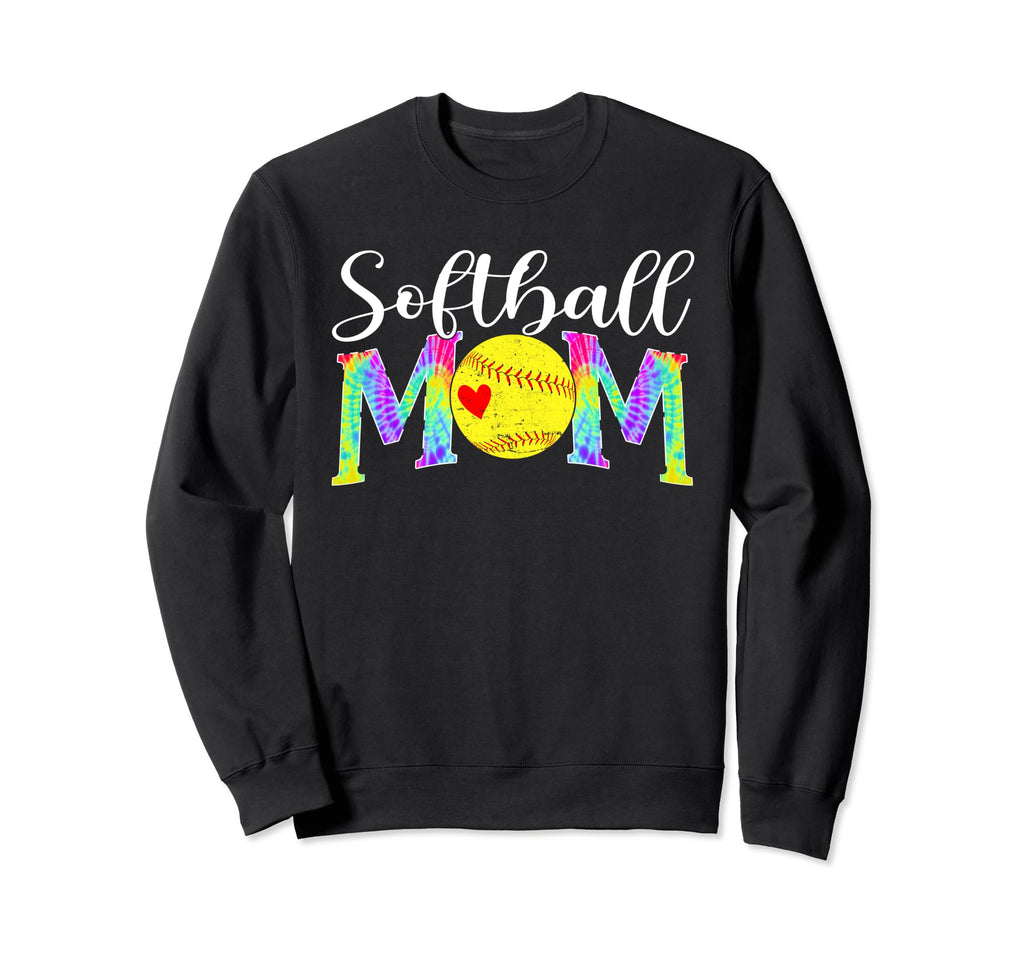 Tie Dye Softball Mom Ball Baseball Sweatshirt - Novelty Apparel for Adults - T-Shirt, Sweatshirt, Hoodie
