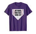 Hit Hard Run Fast Turn Left Baseball T-Shirt - Minimalist Print Unisex - T-Shirt, Sweatshirt, Hoodie