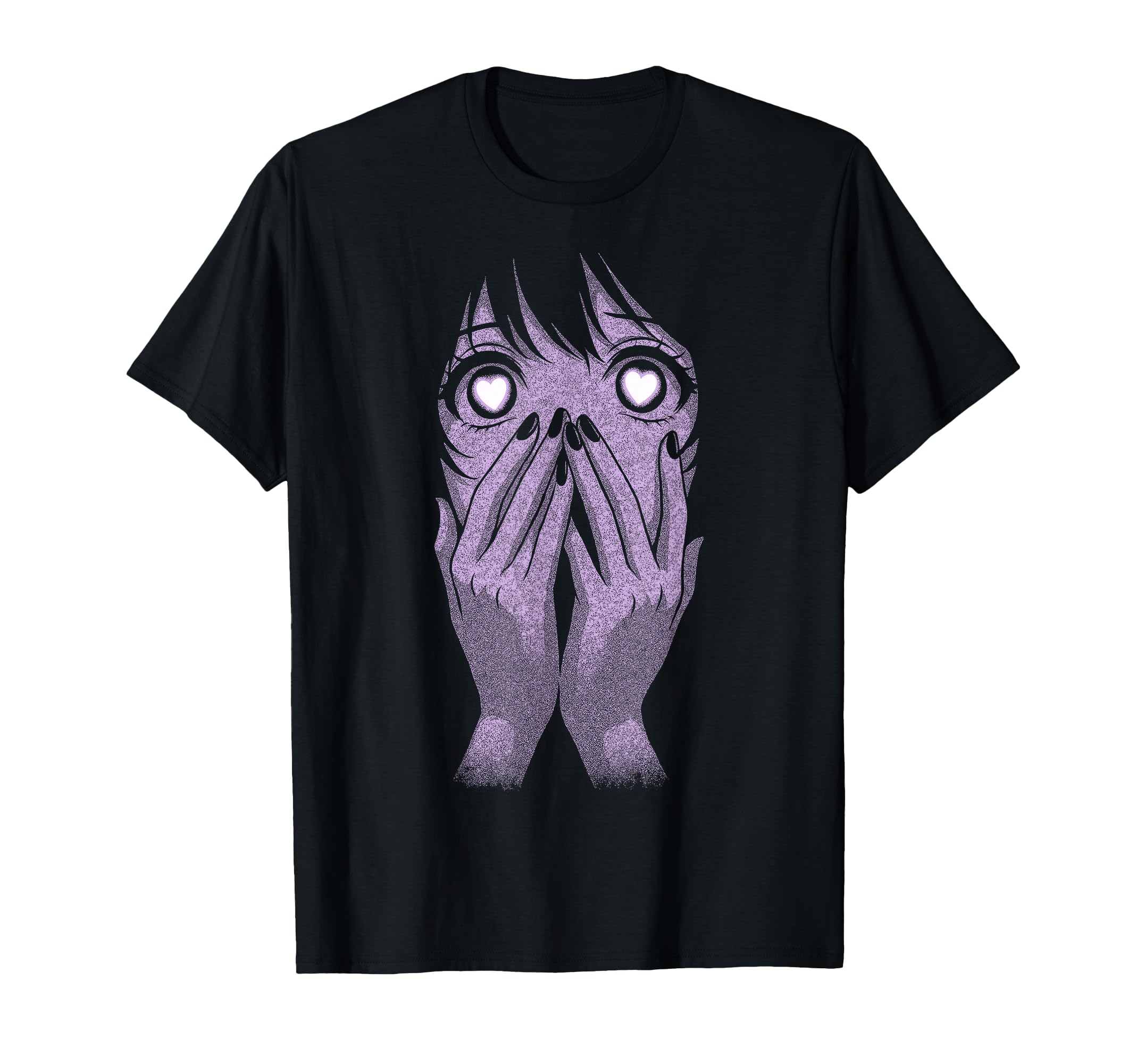 Anime Eyes Hearts Manga Otaku Grunge T-Shirt - Custom Art Print Unisex - T-Shirt, Sweatshirt, Hoodie