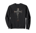 Cross Distressed 90S Goth Grunge Sweatshirt - Casual Everyday Wear Unisex - T-Shirt, Sweatshirt, Hoodie
