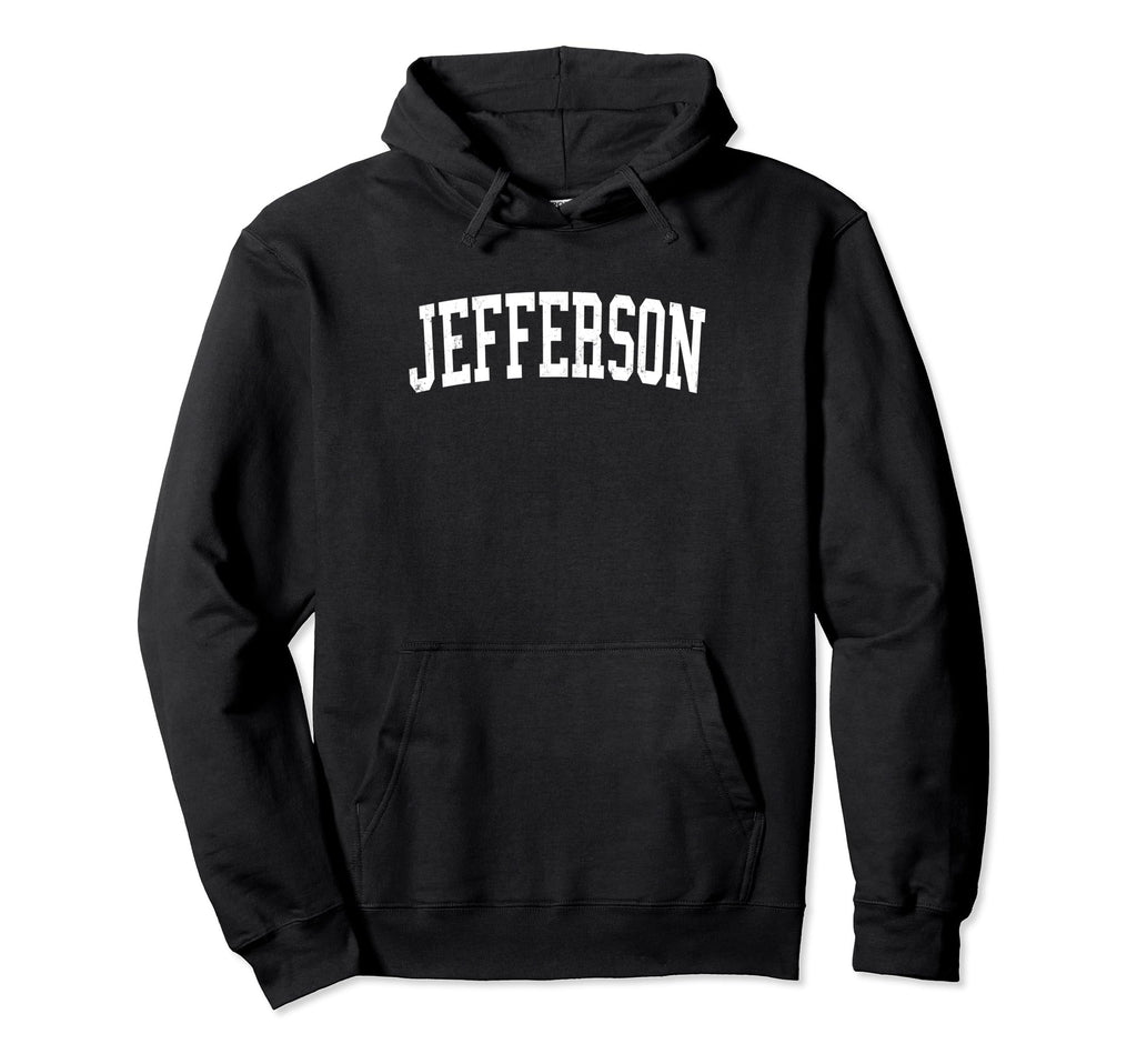 Jefferson Wi Distressed White Varsity Hoodie - Fun Novelty Design Men Women - T-Shirt, Sweatshirt, Hoodie