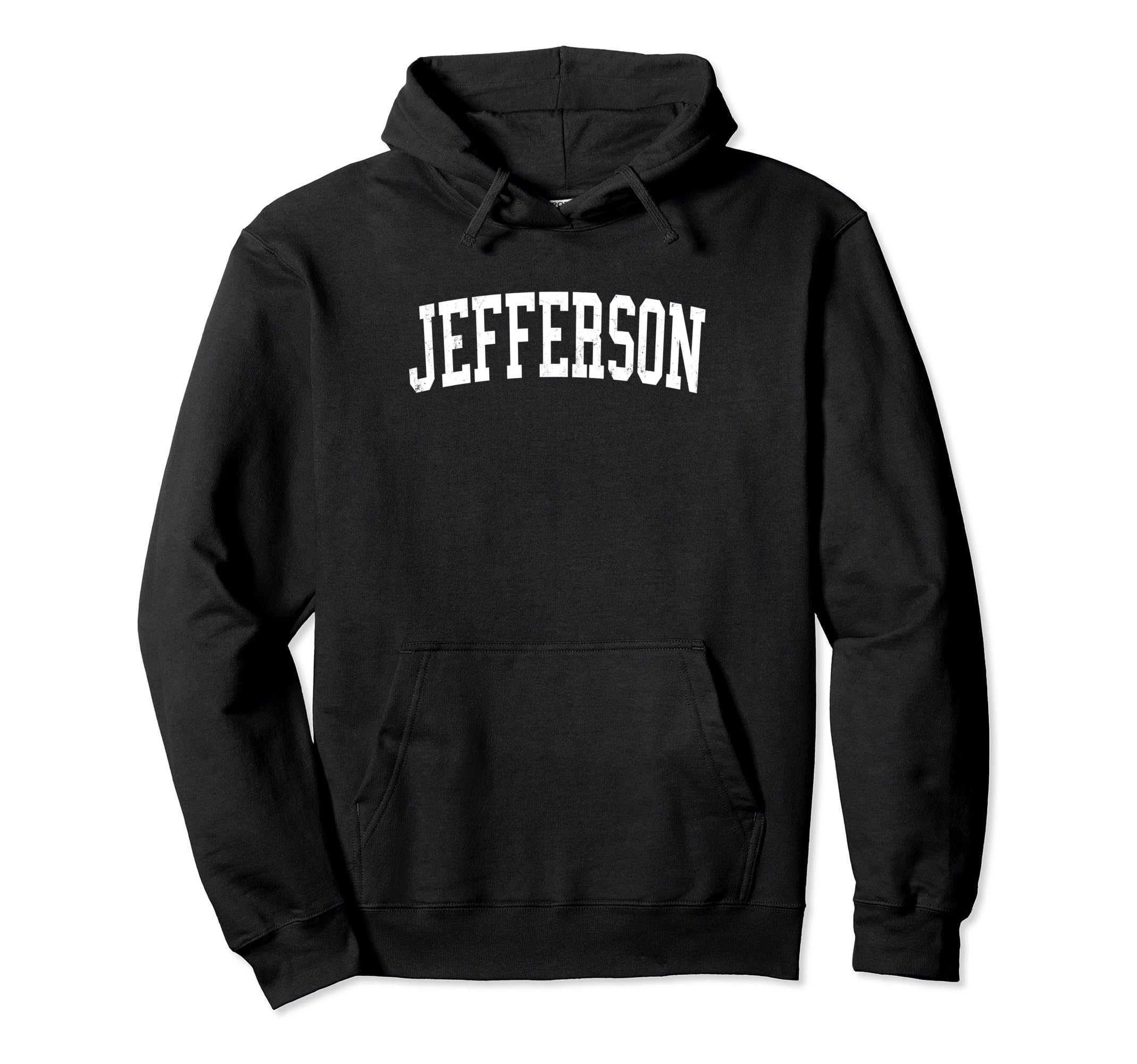 Jefferson Wi Distressed White Varsity Hoodie - Fun Novelty Design Men Women - T-Shirt, Sweatshirt, Hoodie