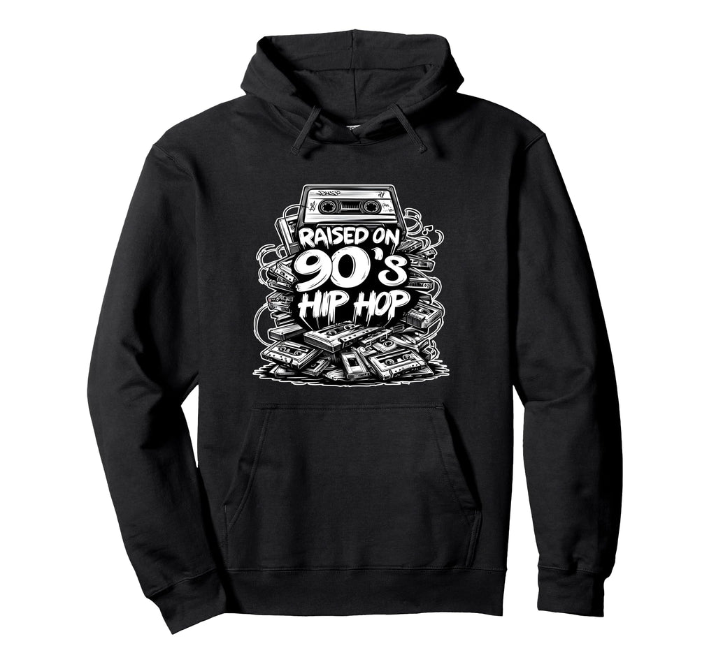 Raised 90S Hip Hop Cassette Tape Hoodie - Streetwear Style for Adults - T-Shirt, Sweatshirt, Hoodie