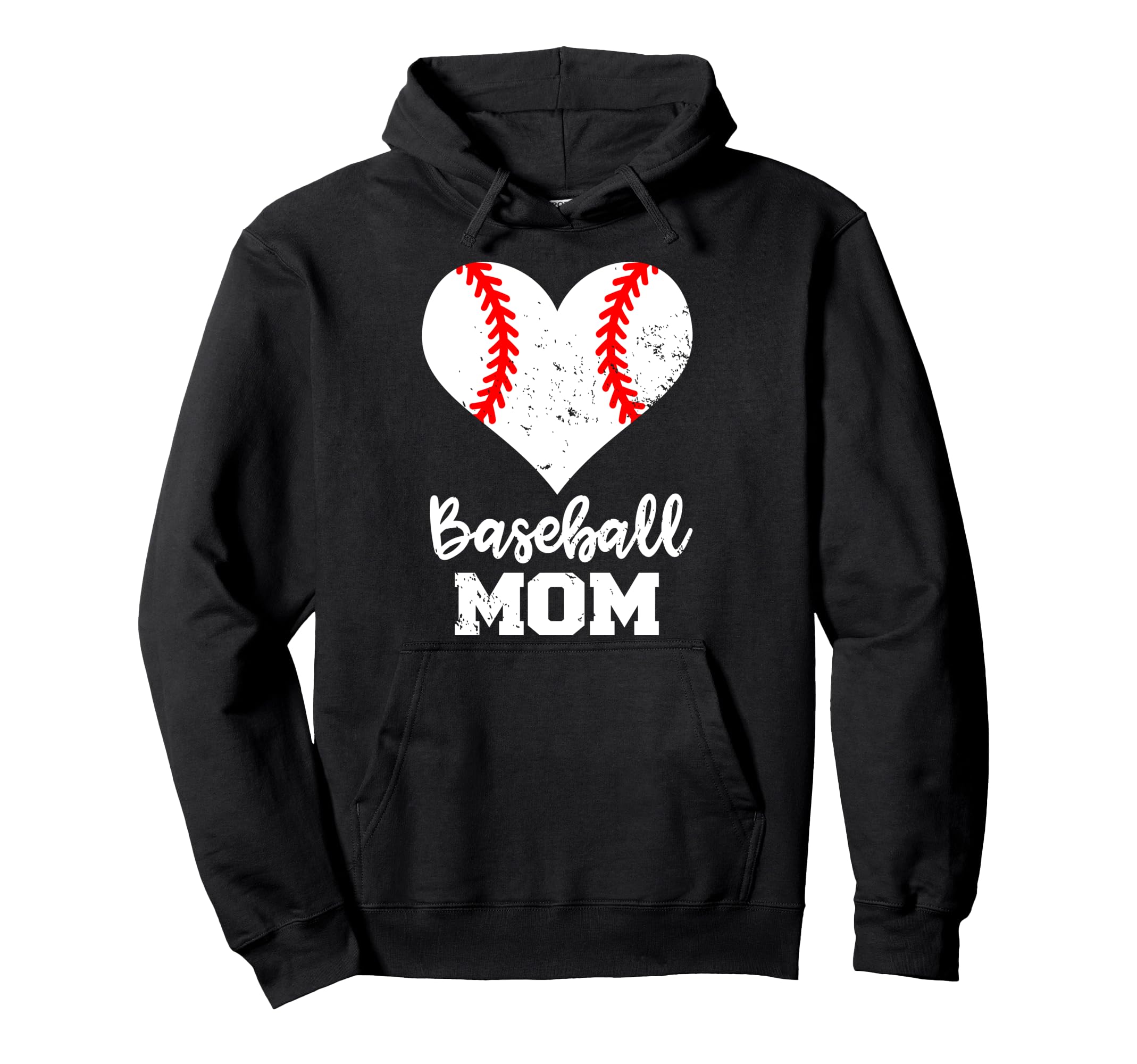 Baseball Mom Heart Funny Baseball Hoodie - Fun Novelty Design for Adults - T-Shirt, Sweatshirt, Hoodie