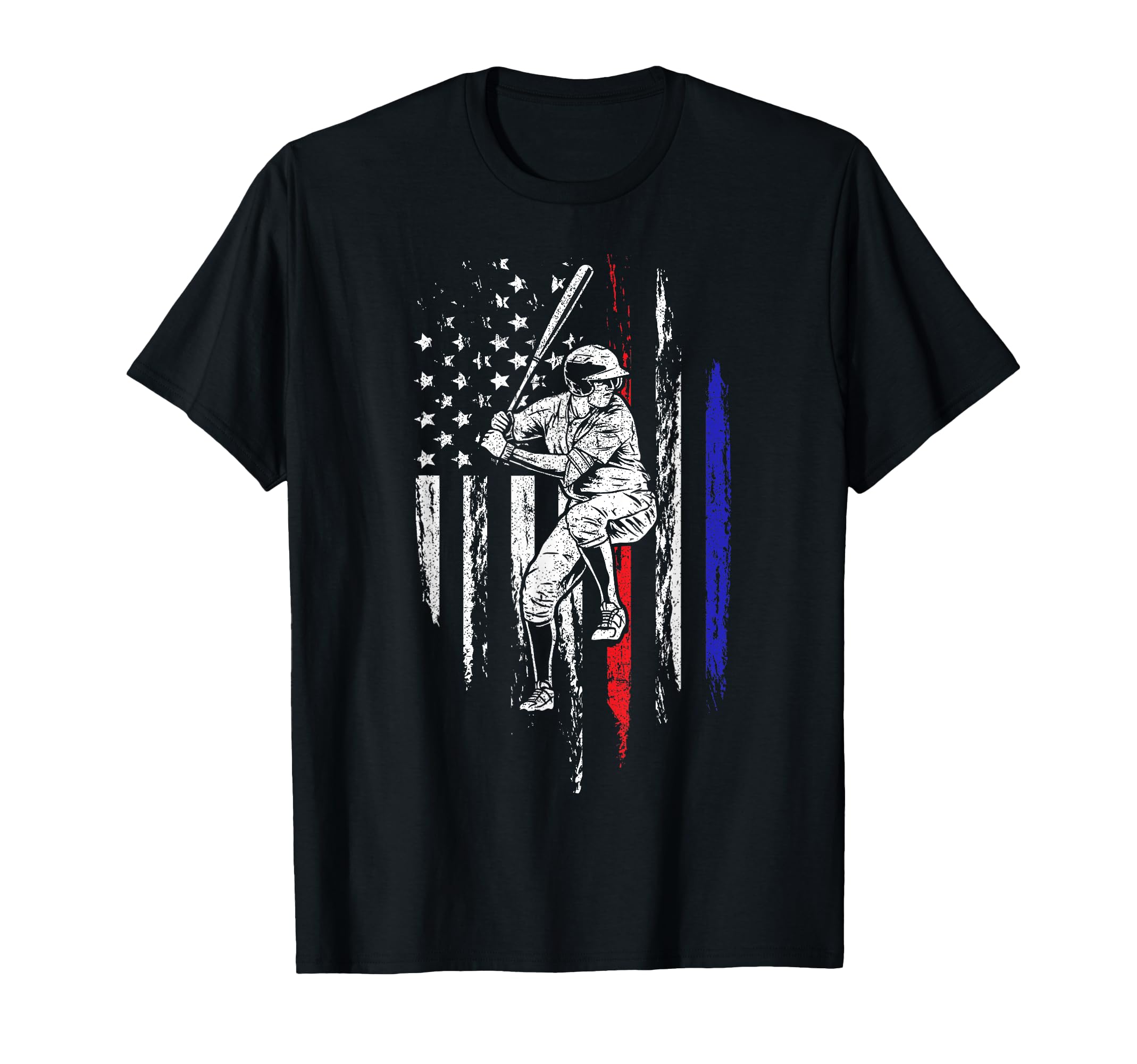 Baseball American Flag Batter Hitting T-Shirt - Minimalist Print Unisex - T-Shirt, Sweatshirt, Hoodie