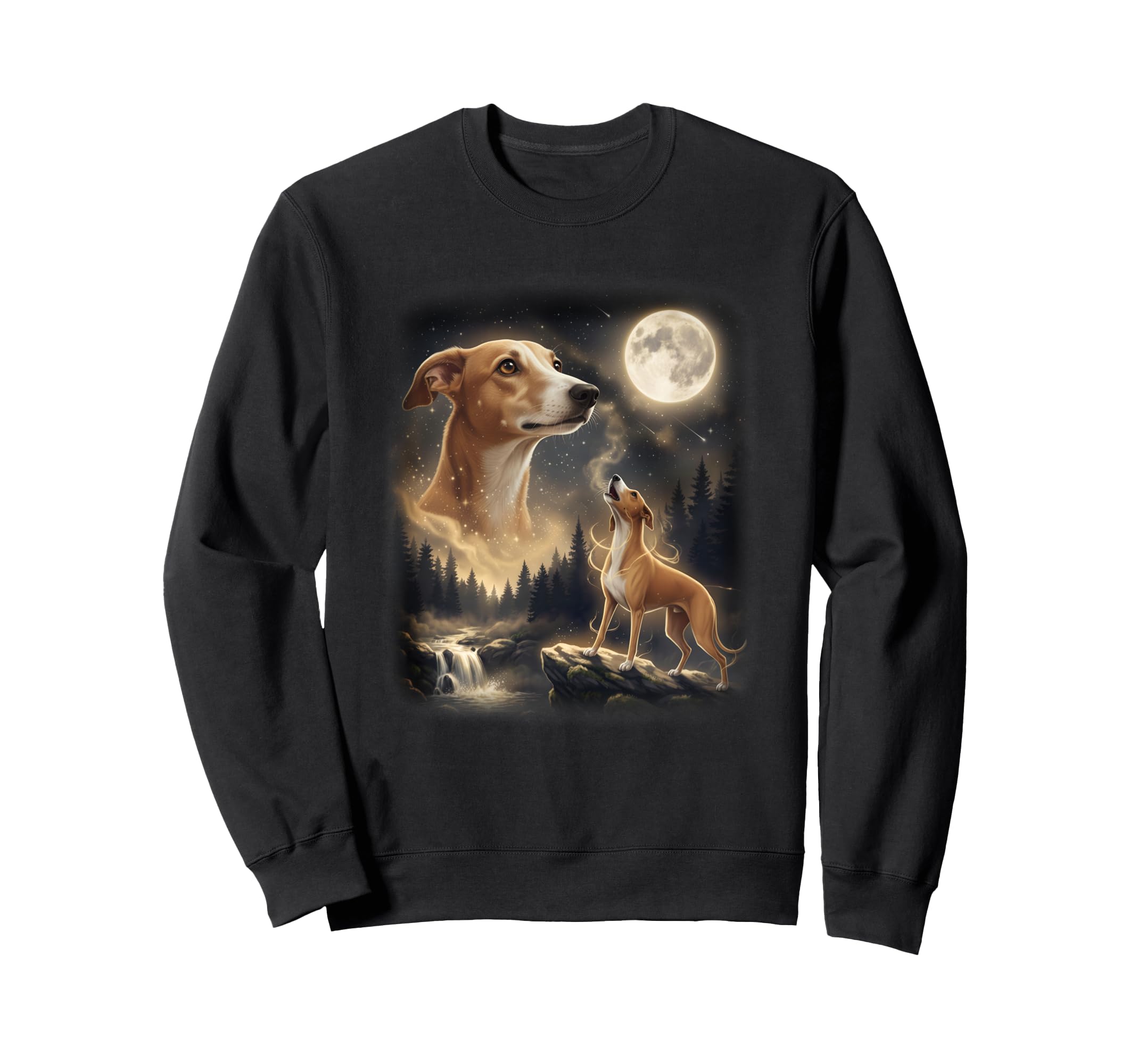 Whippet Dog Howling To Moon 90S Sweatshirt - Custom Art Print Men Women - T-Shirt, Sweatshirt, Hoodie
