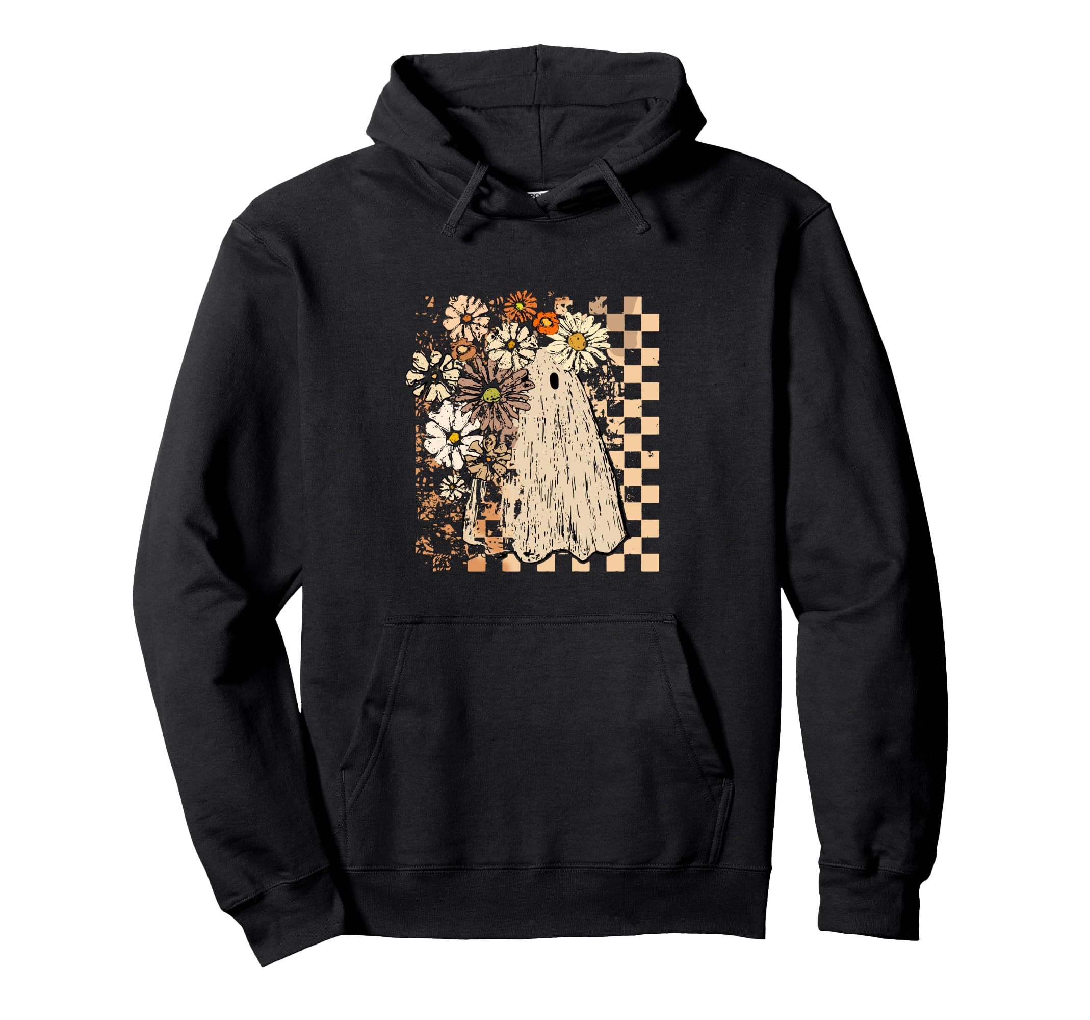 Boho Floral Halloween Fall Ghost Girly Hoodie - Minimalist Print Men Women - T-Shirt, Sweatshirt, Hoodie