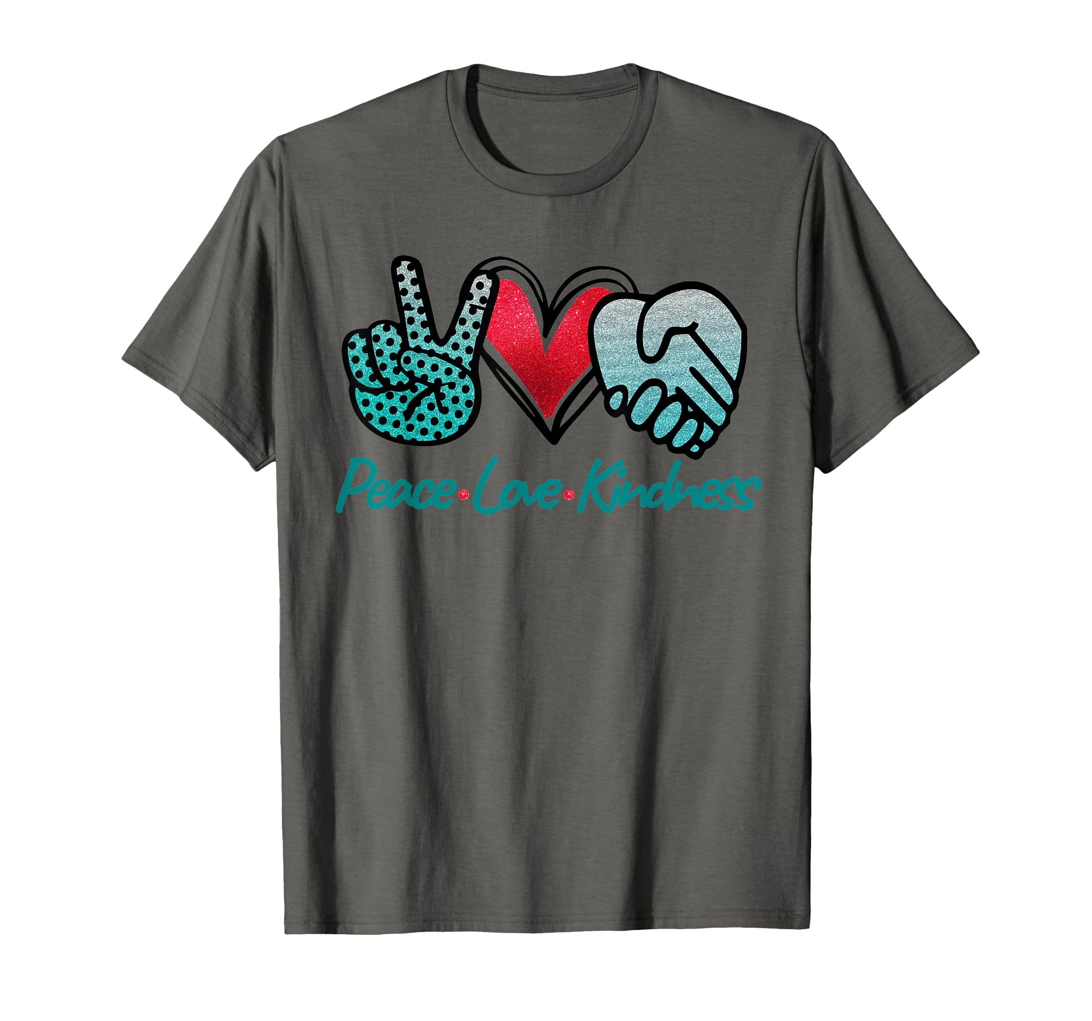 Peace Love Kindness Symbols Teal T-Shirt - Unique Graphic Unisex - T-Shirt, Sweatshirt, Hoodie