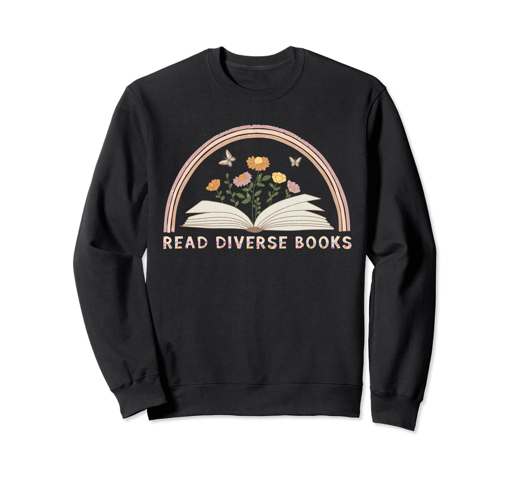 Read Diverse Books Boho Butterfly Sweatshirt - Unique Graphic Unisex - T-Shirt, Sweatshirt, Hoodie