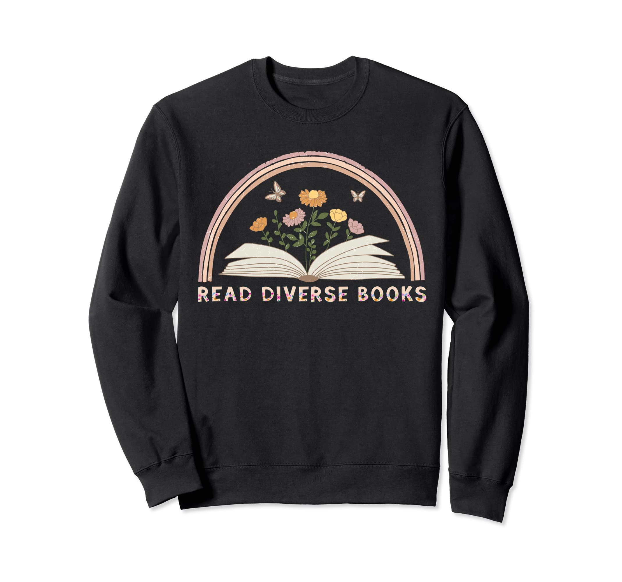 Read Diverse Books Boho Butterfly Sweatshirt - Unique Graphic Unisex - T-Shirt, Sweatshirt, Hoodie