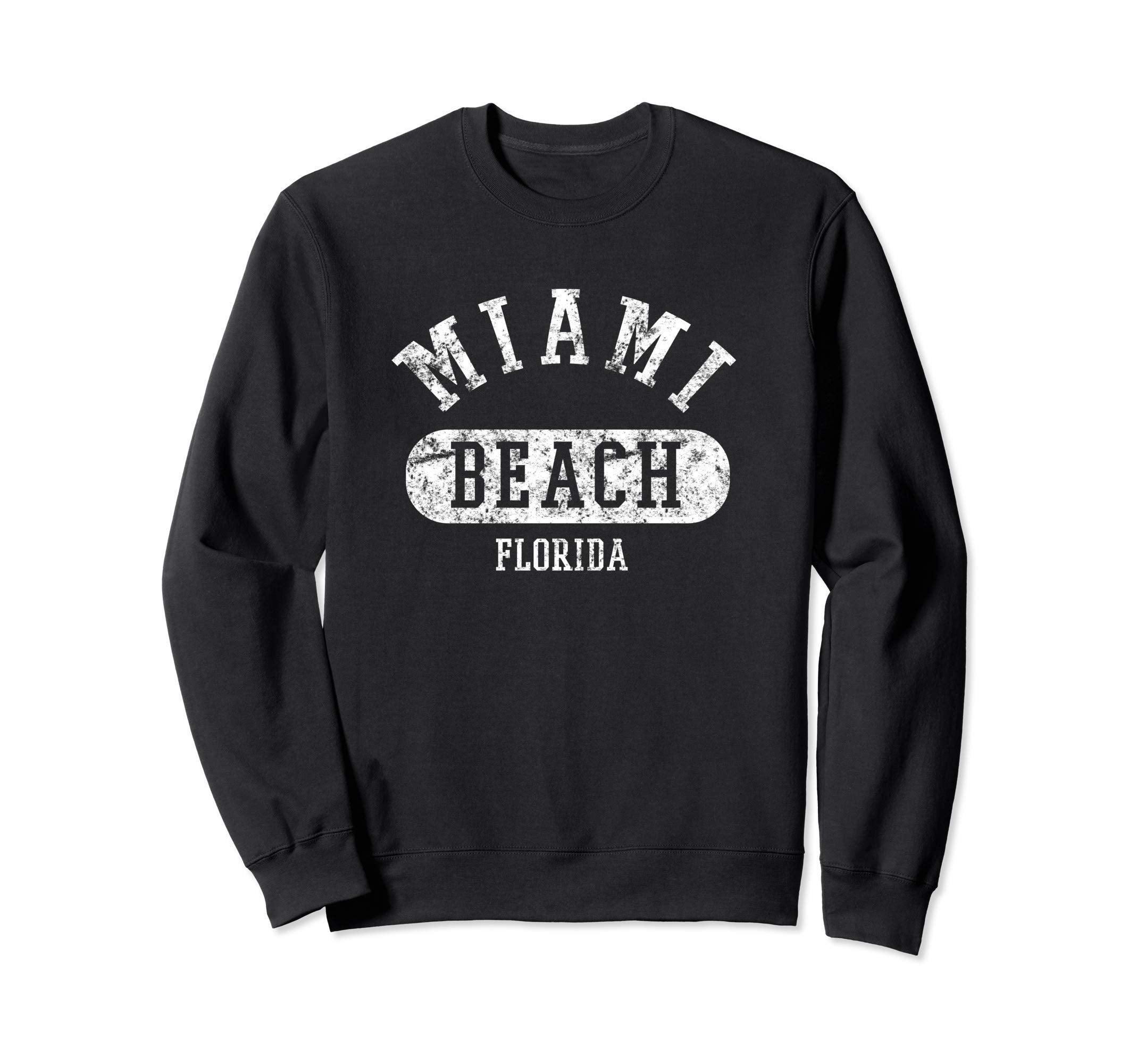 College Miami Beach Distressed Sweatshirt - Novelty Apparel for Adults - T-Shirt, Sweatshirt, Hoodie