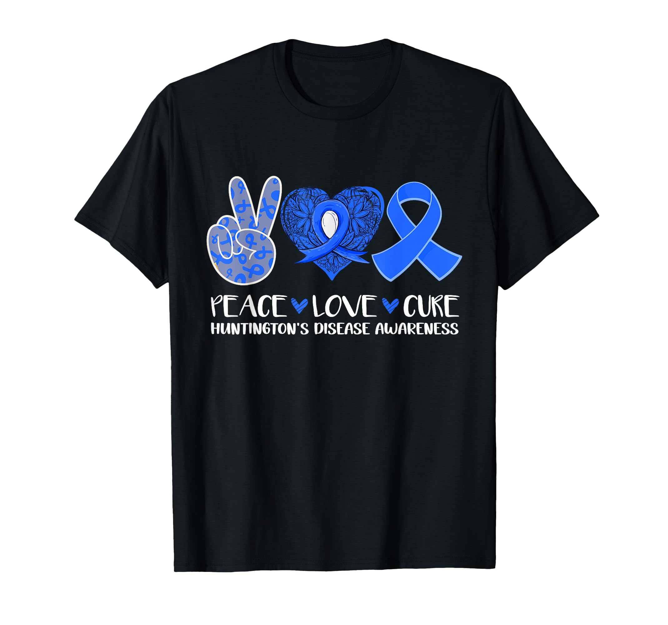 Peace Love Cure Huntingtons Disease T-Shirt - Unique Graphic for Adults - T-Shirt, Sweatshirt, Hoodie