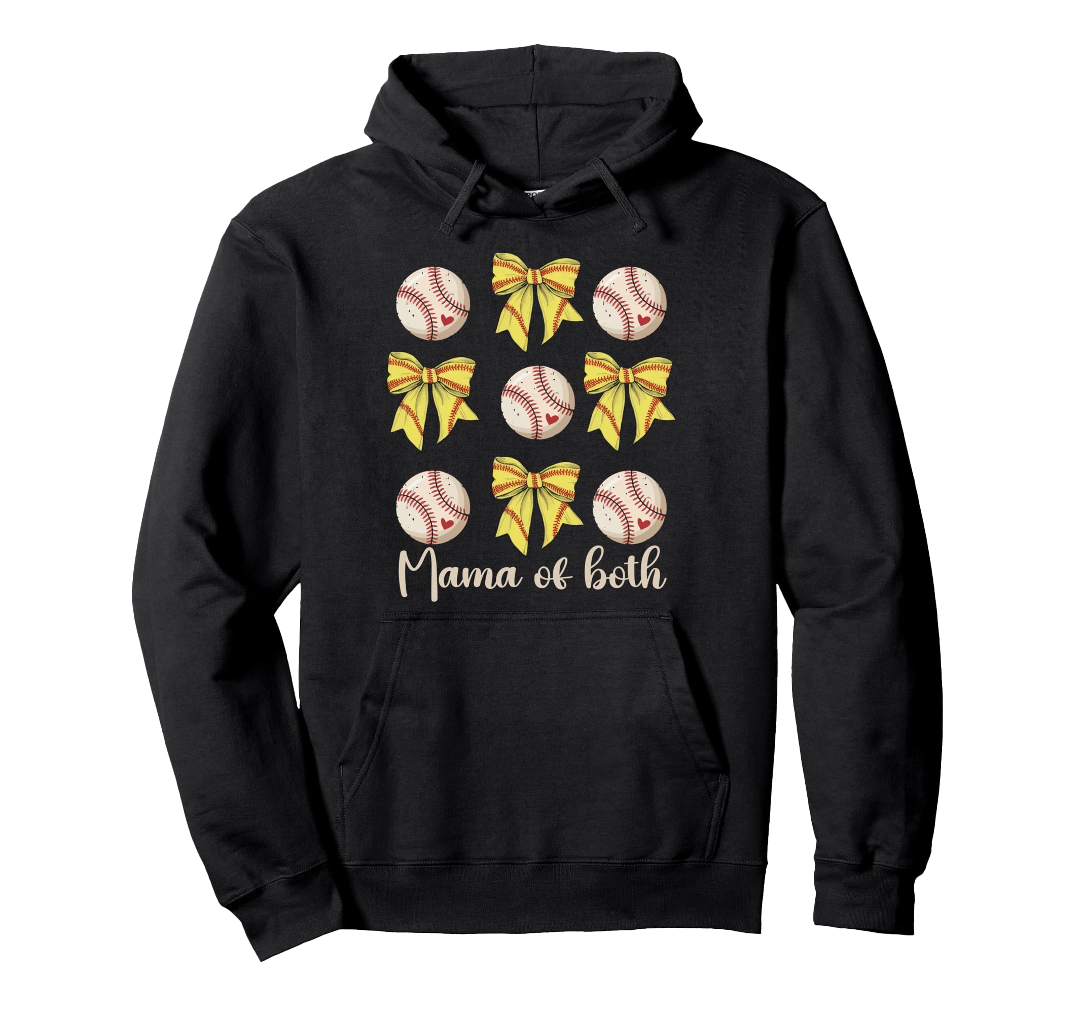 Mama Both Coquette Bow Softball Hoodie - Custom Art Print for Adults - T-Shirt, Sweatshirt, Hoodie