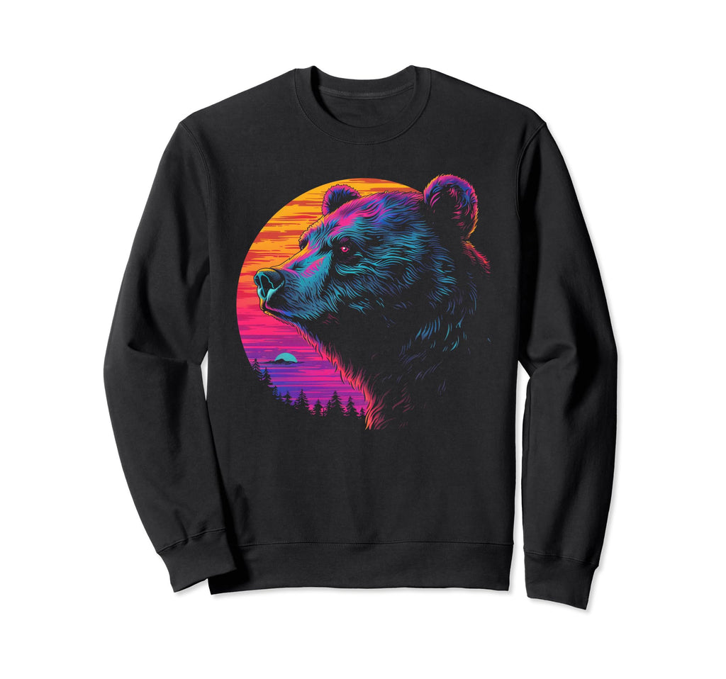 Bear Vaporwave Aesthetic Synthwave Sweatshirt - Custom Art Print Men Women - T-Shirt, Sweatshirt, Hoodie