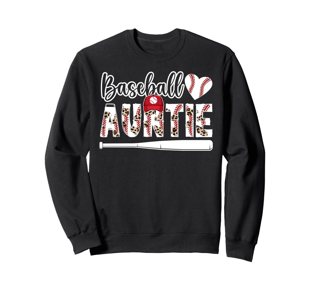 Baseball Auntie Leopard Baseball Sweatshirt - Aesthetic Graphic Men Women - T-Shirt, Sweatshirt, Hoodie