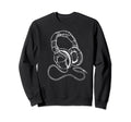 Hip Hop Over Ear Headphones Old Sweatshirt - Minimalist Print Men Women - T-Shirt, Sweatshirt, Hoodie