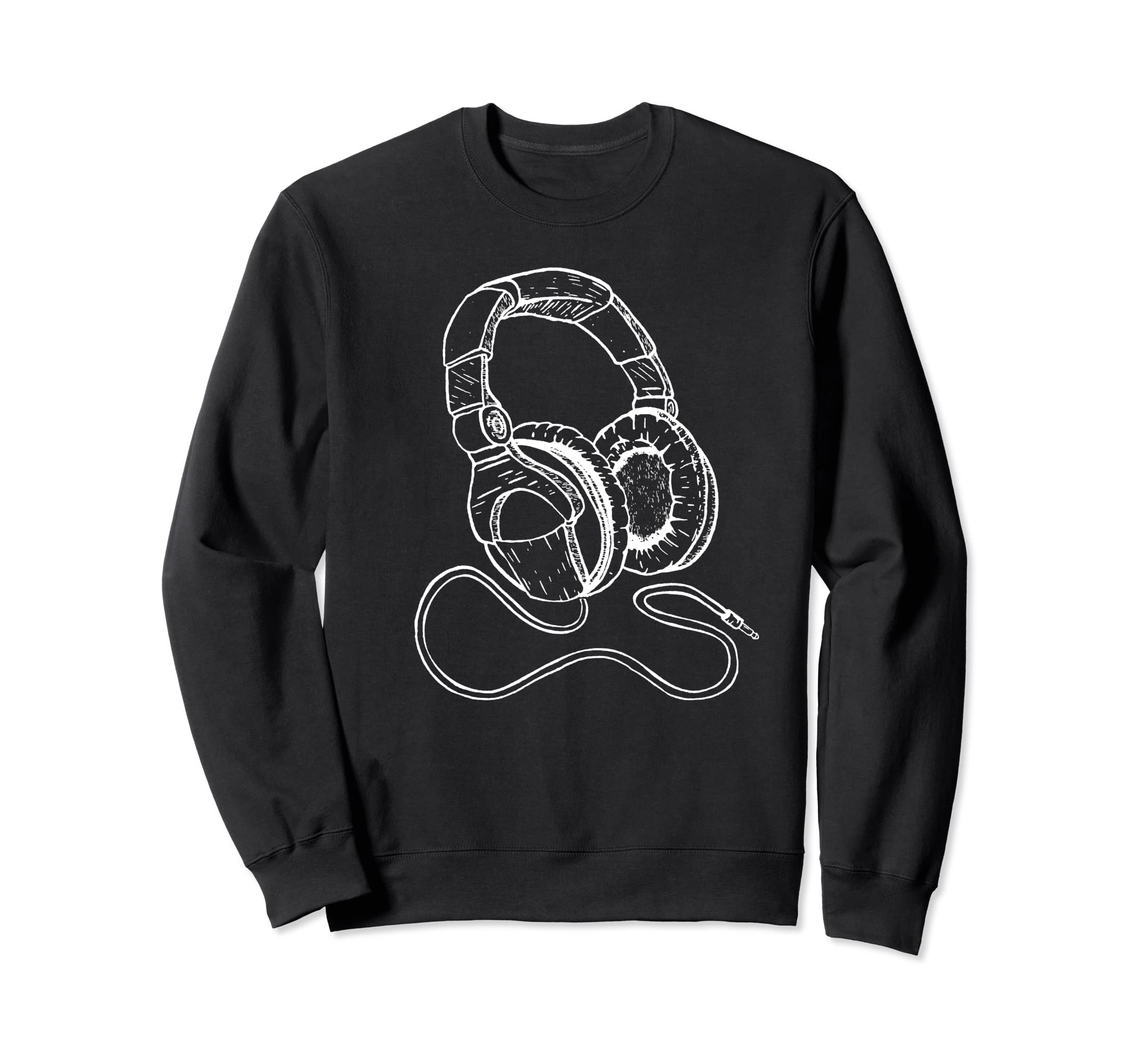Hip Hop Over Ear Headphones Old Sweatshirt - Minimalist Print Men Women - T-Shirt, Sweatshirt, Hoodie