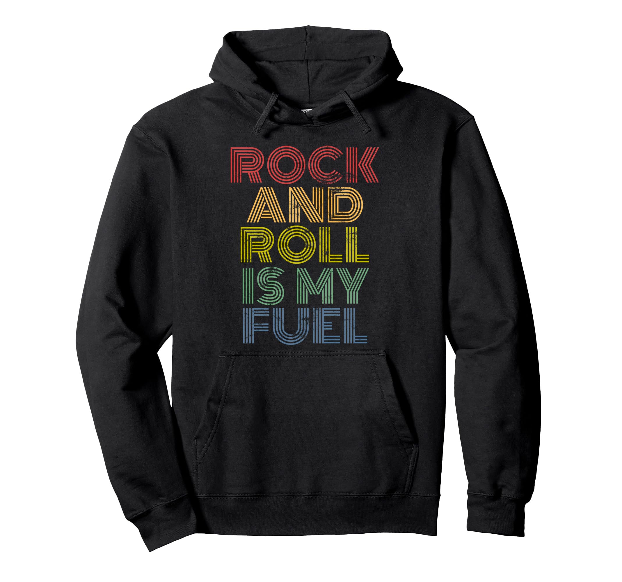 Rock And Roll Is My Fuel 70S Distressed Hoodie - Novelty Apparel Men Women - T-Shirt, Sweatshirt, Hoodie