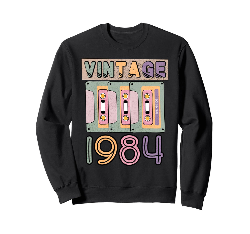 40Th Birthday 1984 Music Cassette Sweatshirt - Minimalist Print for Adults - T-Shirt, Sweatshirt, Hoodie