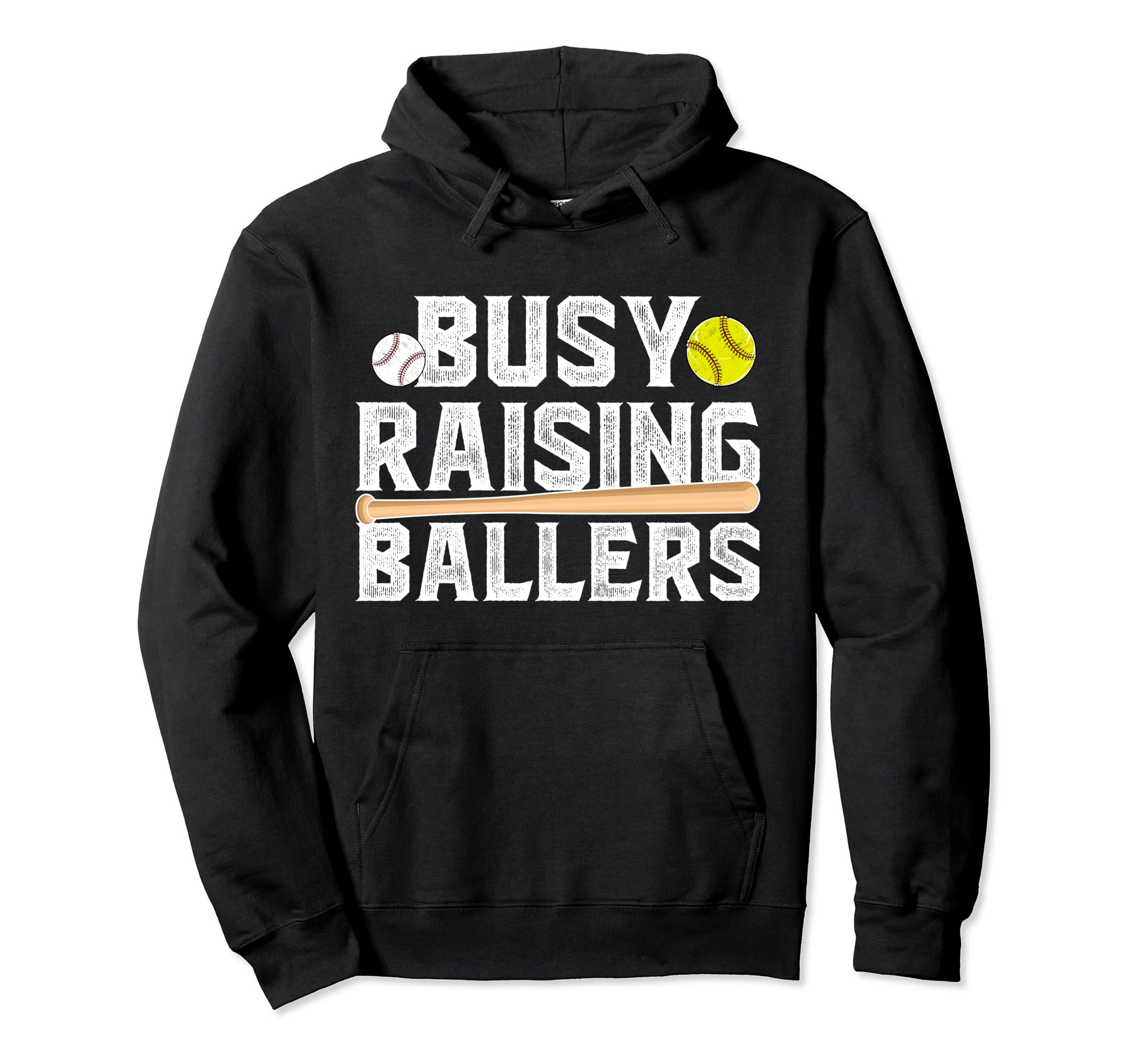 Busy Raising Ballers Baseball Softball Dad Hoodie - Graphic Print Men Women - T-Shirt, Sweatshirt, Hoodie