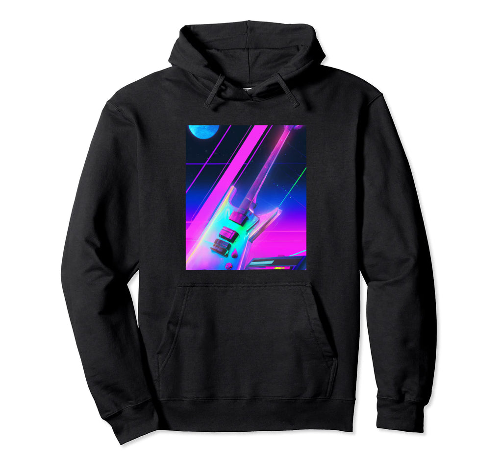 Vaporwave Guitar Synthwave Sunset E Hoodie - Custom Art Print Unisex - T-Shirt, Sweatshirt, Hoodie