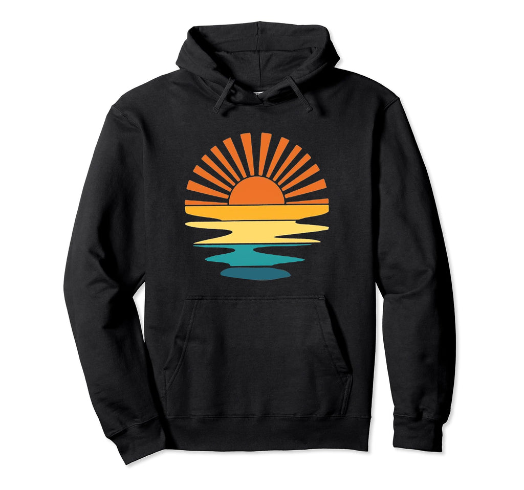 Sunset Rays Wavy Hoodie - Minimalist Print Unisex - T-Shirt, Sweatshirt, Hoodie