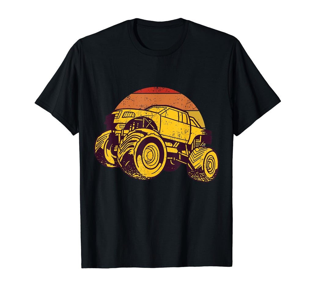 Monster Truck Sunset Distressed T-Shirt - Custom Art Print for Adults - T-Shirt, Sweatshirt, Hoodie