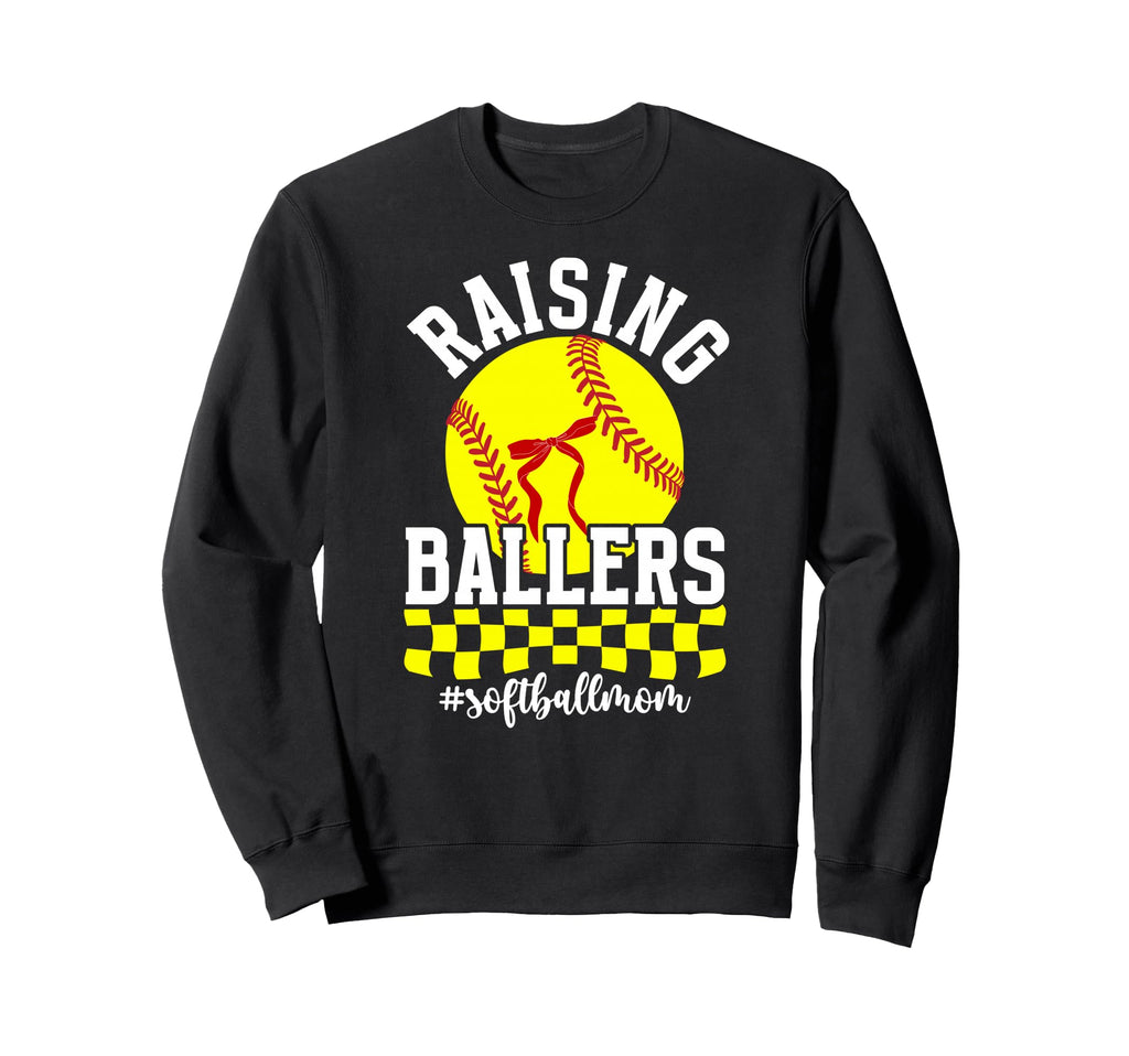 Raising Ballers Softball Mom Softball Sweatshirt - Minimalist Print Unisex - T-Shirt, Sweatshirt, Hoodie