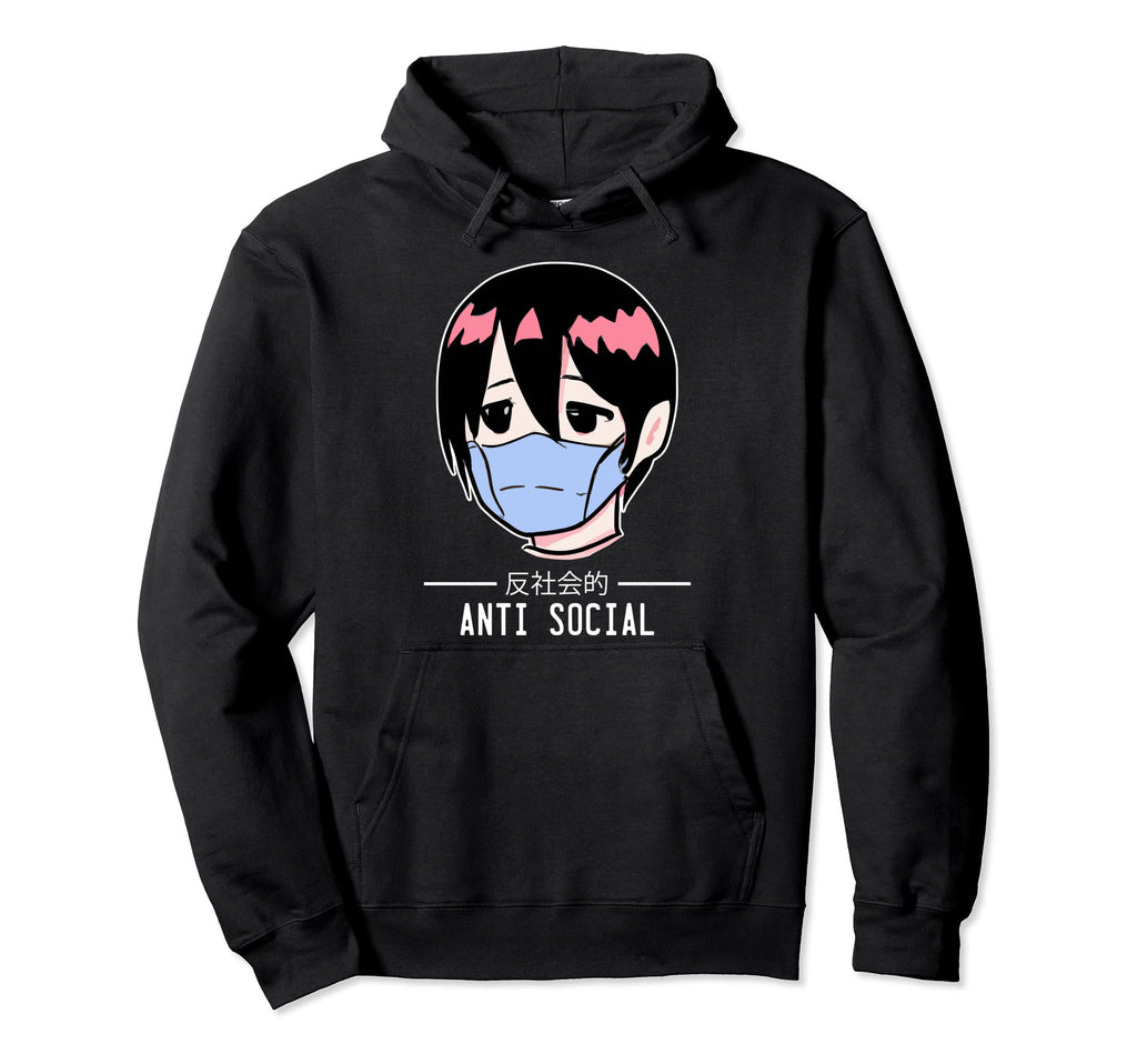 Anti Social Japanese Text Aesthetic Hoodie - Casual Everyday Wear Unisex - T-Shirt, Sweatshirt, Hoodie