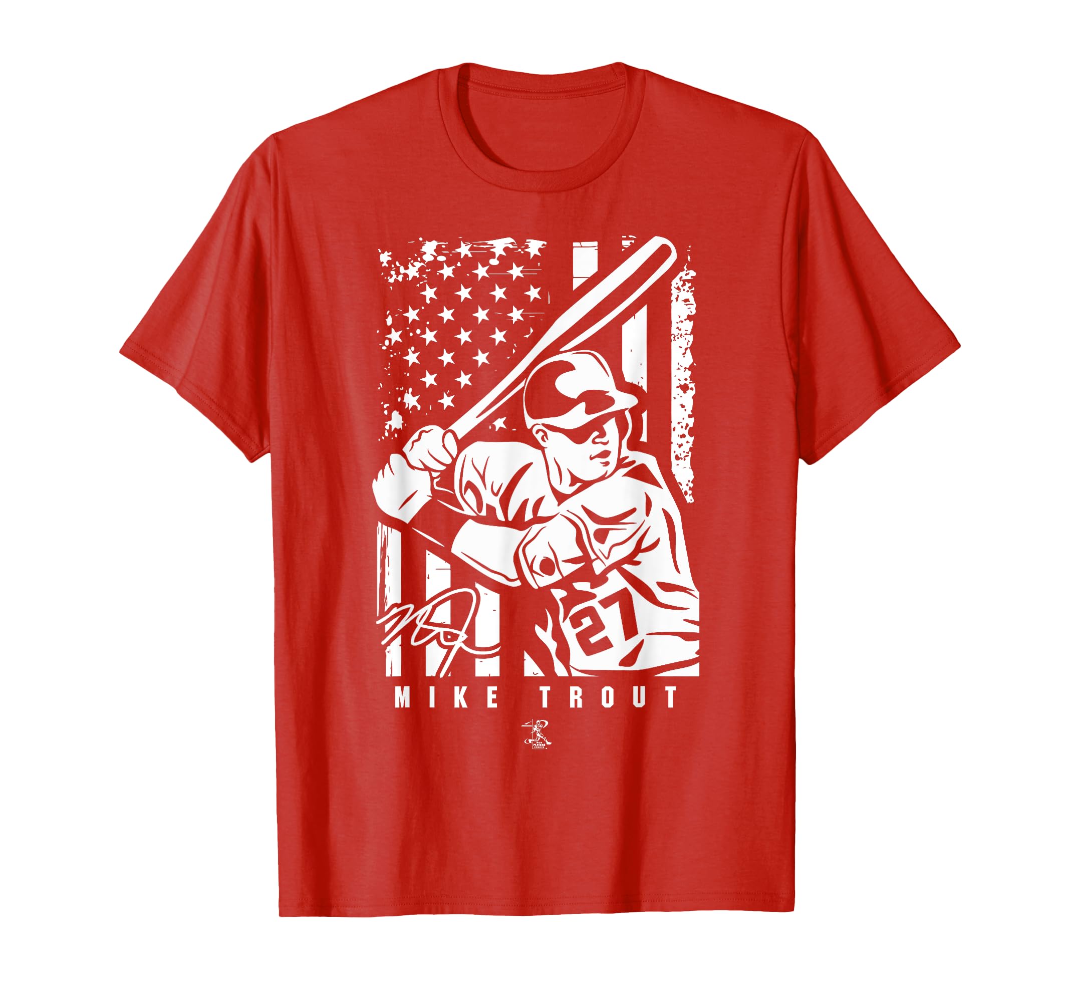 Mike Trout Player Illustration Flag T-Shirt - Fun Novelty Design Men Women - T-Shirt, Sweatshirt, Hoodie