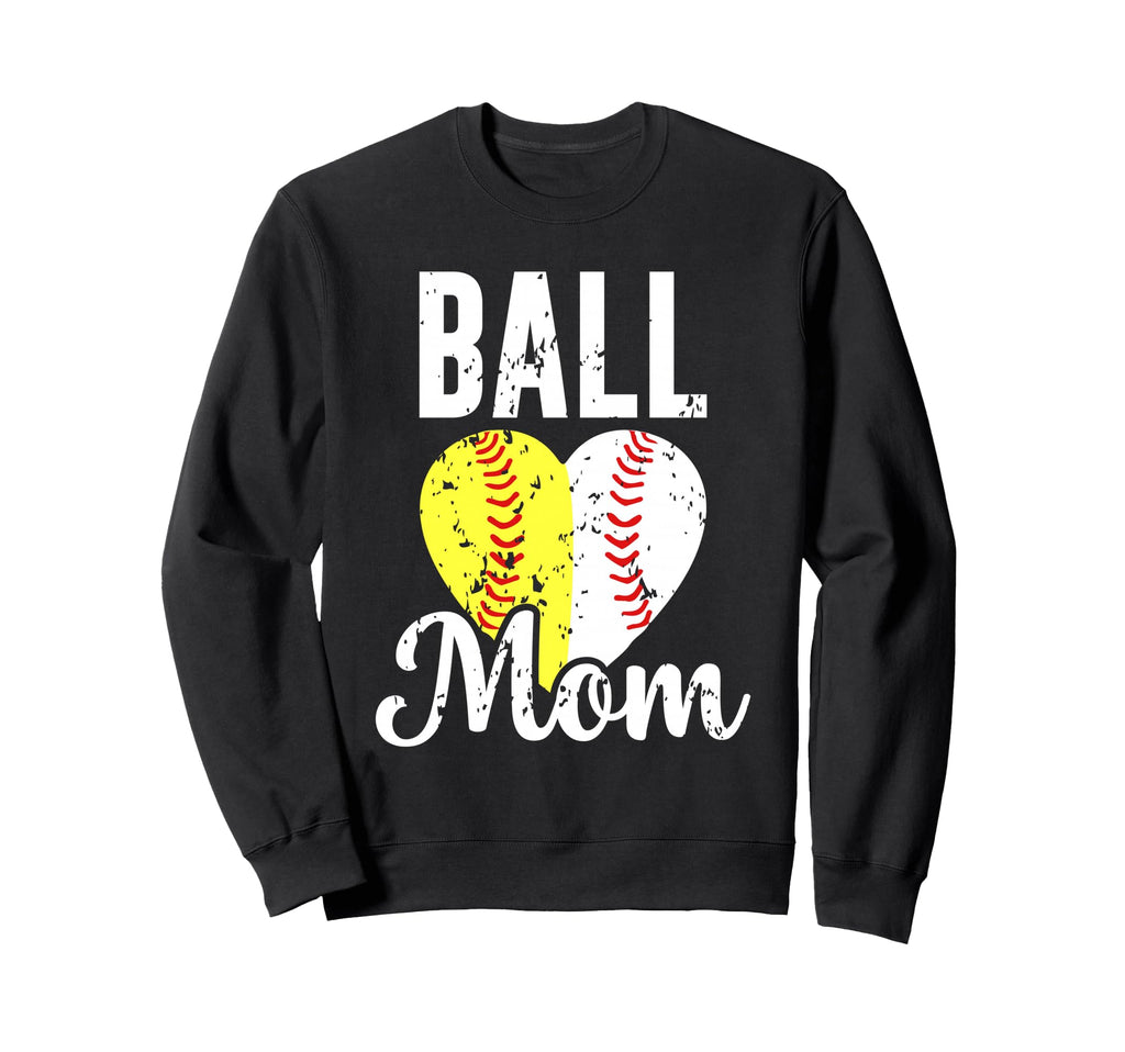 Womens Ball Mom Baseball Softball Sweatshirt - Custom Art Print for Adults - T-Shirt, Sweatshirt, Hoodie