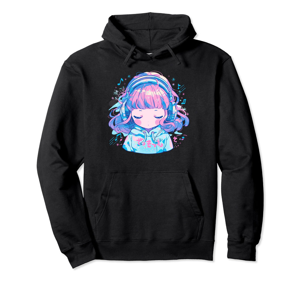 Chibi Listening To Music Lover Kawaii Hoodie - Aesthetic Graphic Men Women - T-Shirt, Sweatshirt, Hoodie