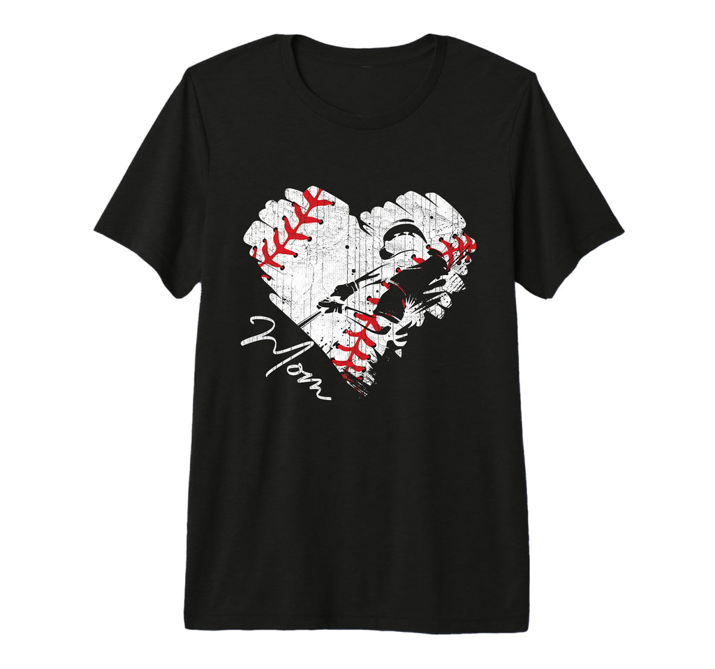 Baseball Mom Baseball Heart Baseball T-Shirt - Trendy Graphic for Adults - T-Shirt, Sweatshirt, Hoodie