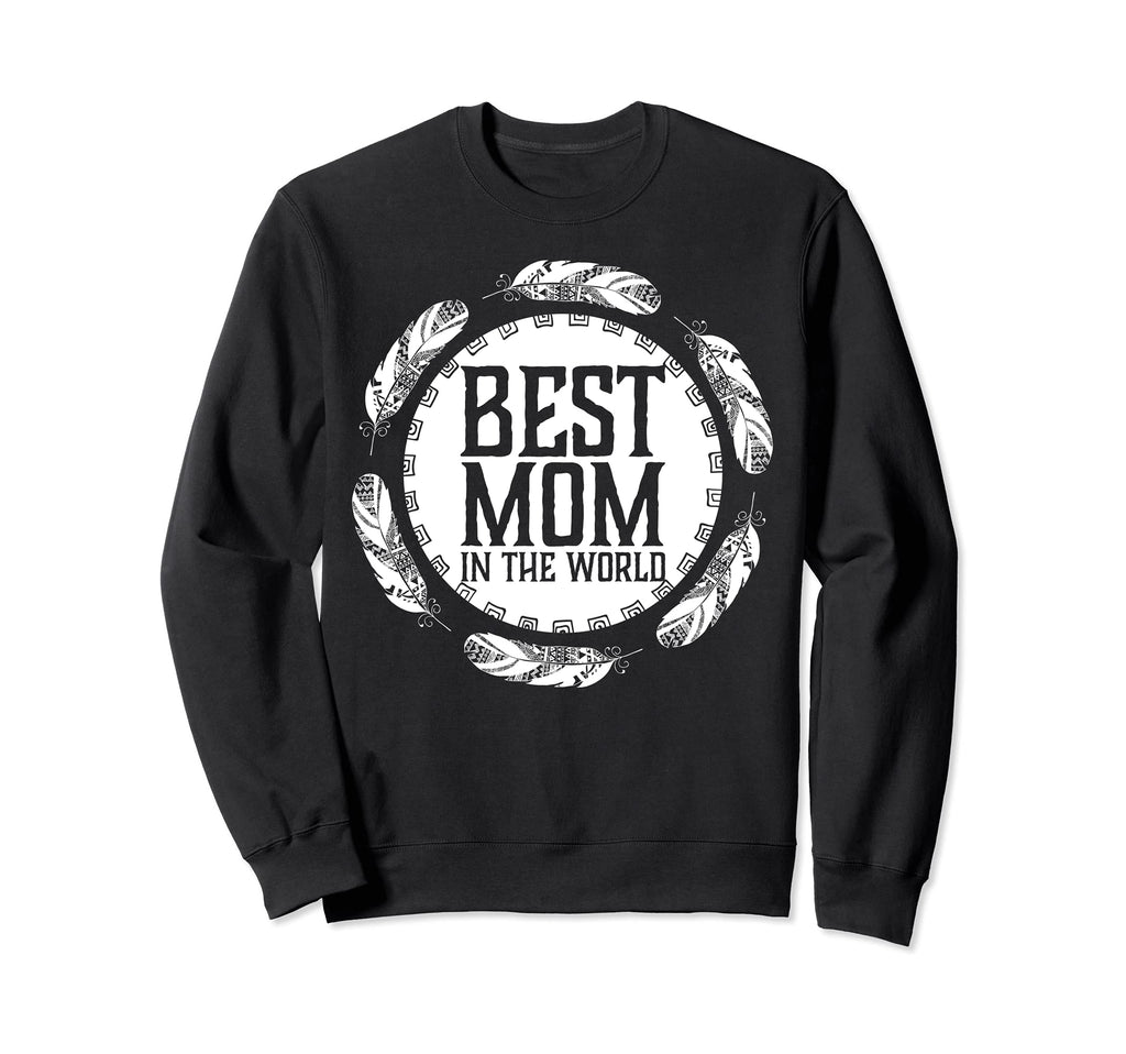 Best Mom World Feathers Boho Mothers Sweatshirt - Minimalist Print Unisex - T-Shirt, Sweatshirt, Hoodie