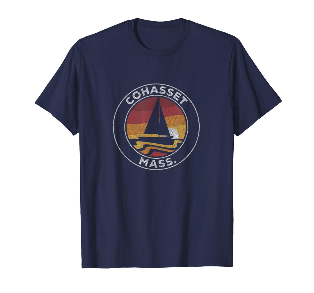 Cohasset Massachusetts Sailboat 70S Sunset T-Shirt - Graphic Print Unisex - T-Shirt, Sweatshirt, Hoodie