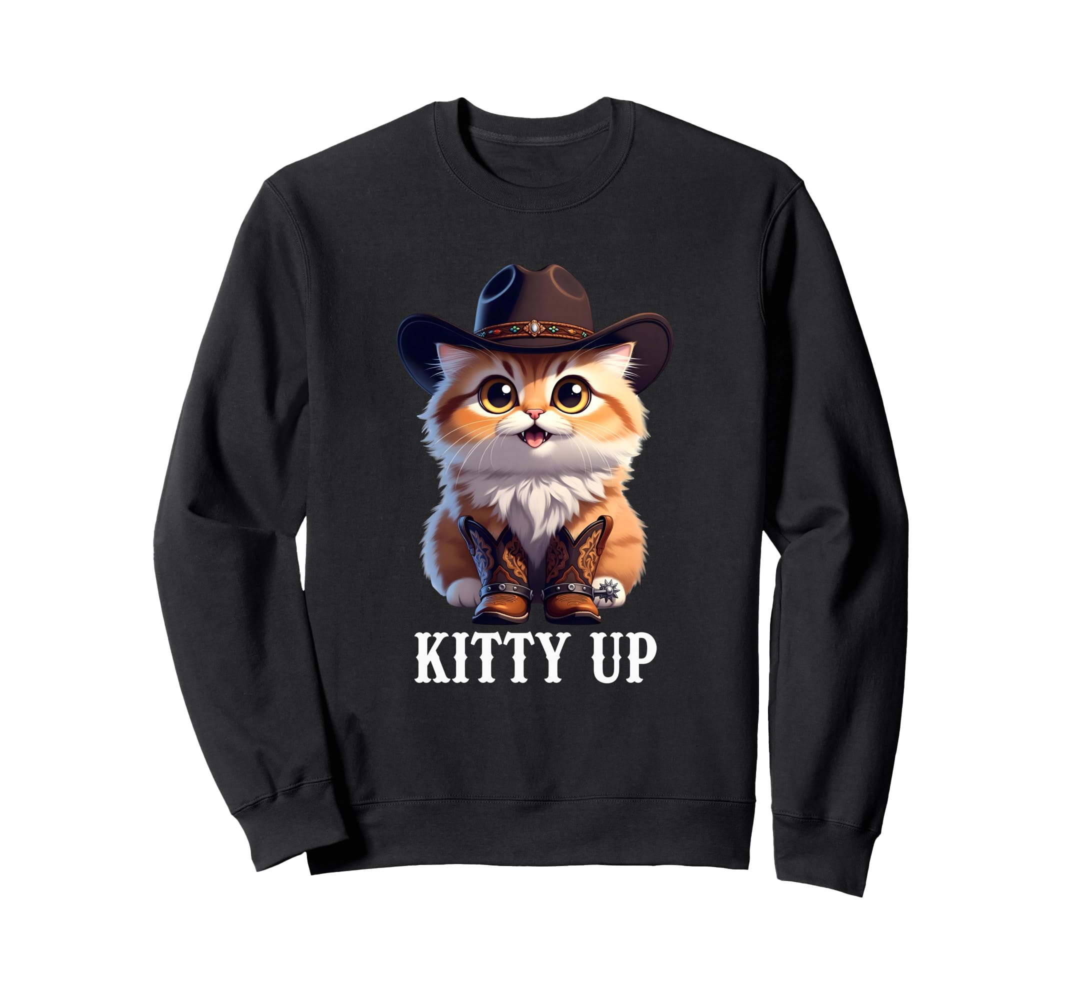 Funny Cat Cowboy Kitty Up Western Sweatshirt - Streetwear Style Men Women - T-Shirt, Sweatshirt, Hoodie