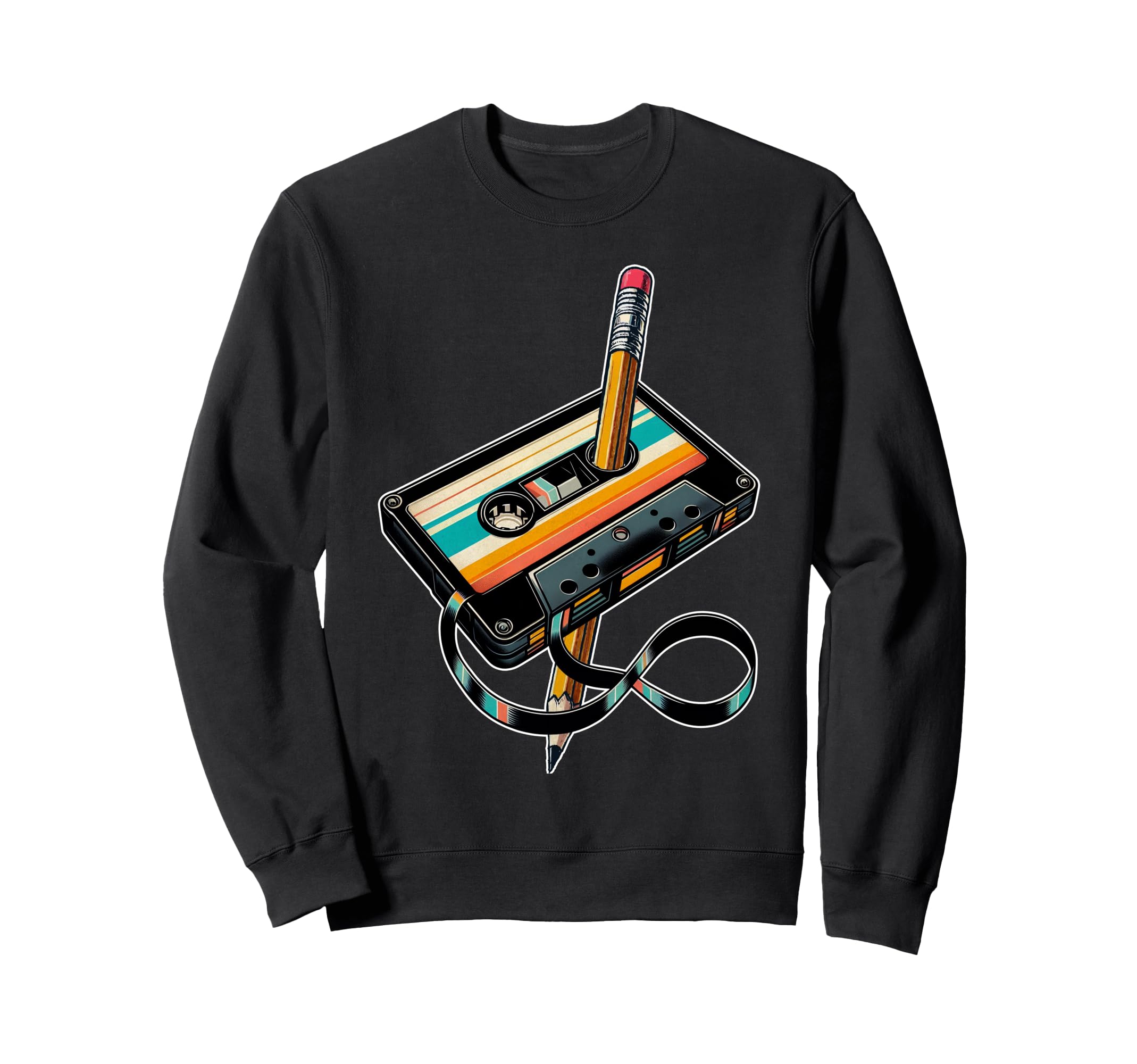 Pencil Rewind Cassette Tape Sweatshirt - Fun Novelty Design Unisex - T-Shirt, Sweatshirt, Hoodie