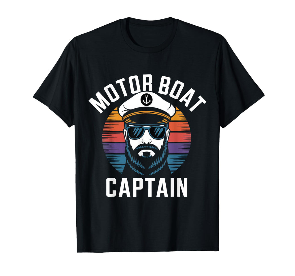 Motor Boat Captain Sunset Nautical T-Shirt - Minimalist Print Unisex - T-Shirt, Sweatshirt, Hoodie