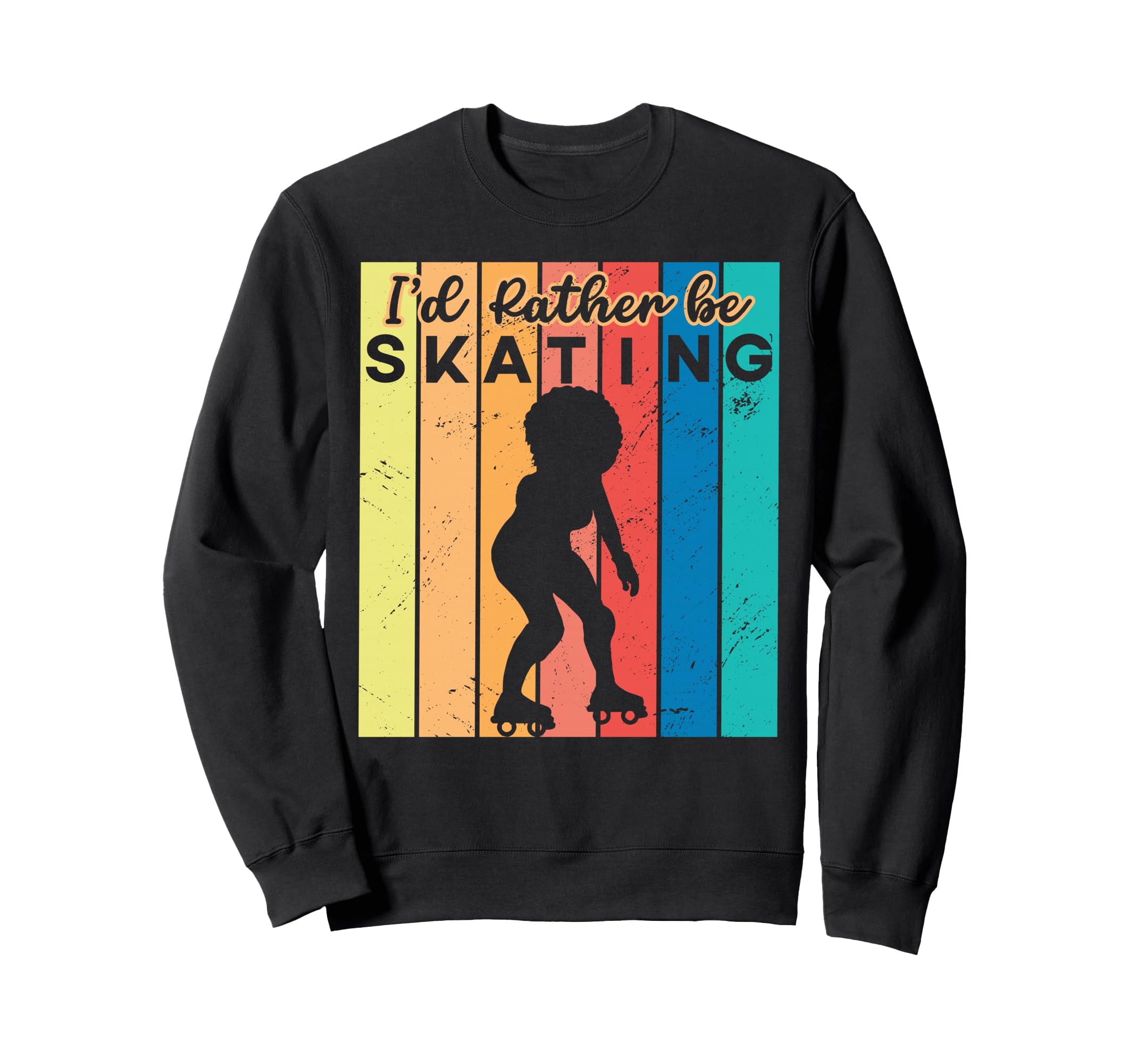 Roller Skating Skate 1970S Black Sweatshirt - Unique Graphic for Adults - T-Shirt, Sweatshirt, Hoodie